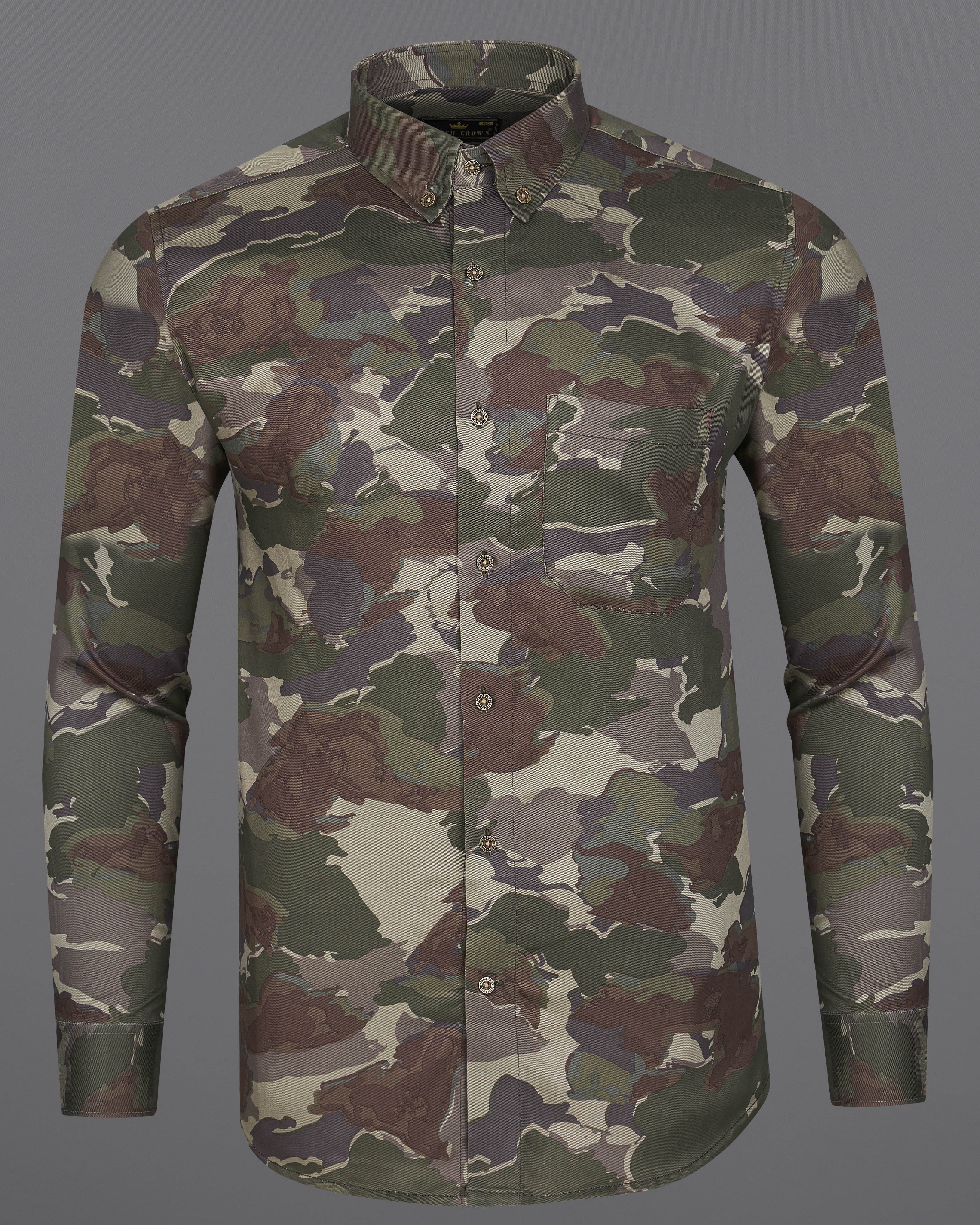 Rebel with Bronco Brown and Rifle Green Camouflage Printed Premium Tencel Shirt 8920-BD-MB-38, 8920-BD-MB-H-38,  8920-BD-MB-39,  8920-BD-MB-H-39,  8920-BD-MB-40,  8920-BD-MB-H-40,  8920-BD-MB-42,  8920-BD-MB-H-42,  8920-BD-MB-44,  8920-BD-MB-H-44,  8920-BD-MB-46,  8920-BD-MB-H-46,  8920-BD-MB-48,  8920-BD-MB-H-48,  8920-BD-MB-50,  8920-BD-MB-H-50,  8920-BD-MB-52,  8920-BD-MB-H-52