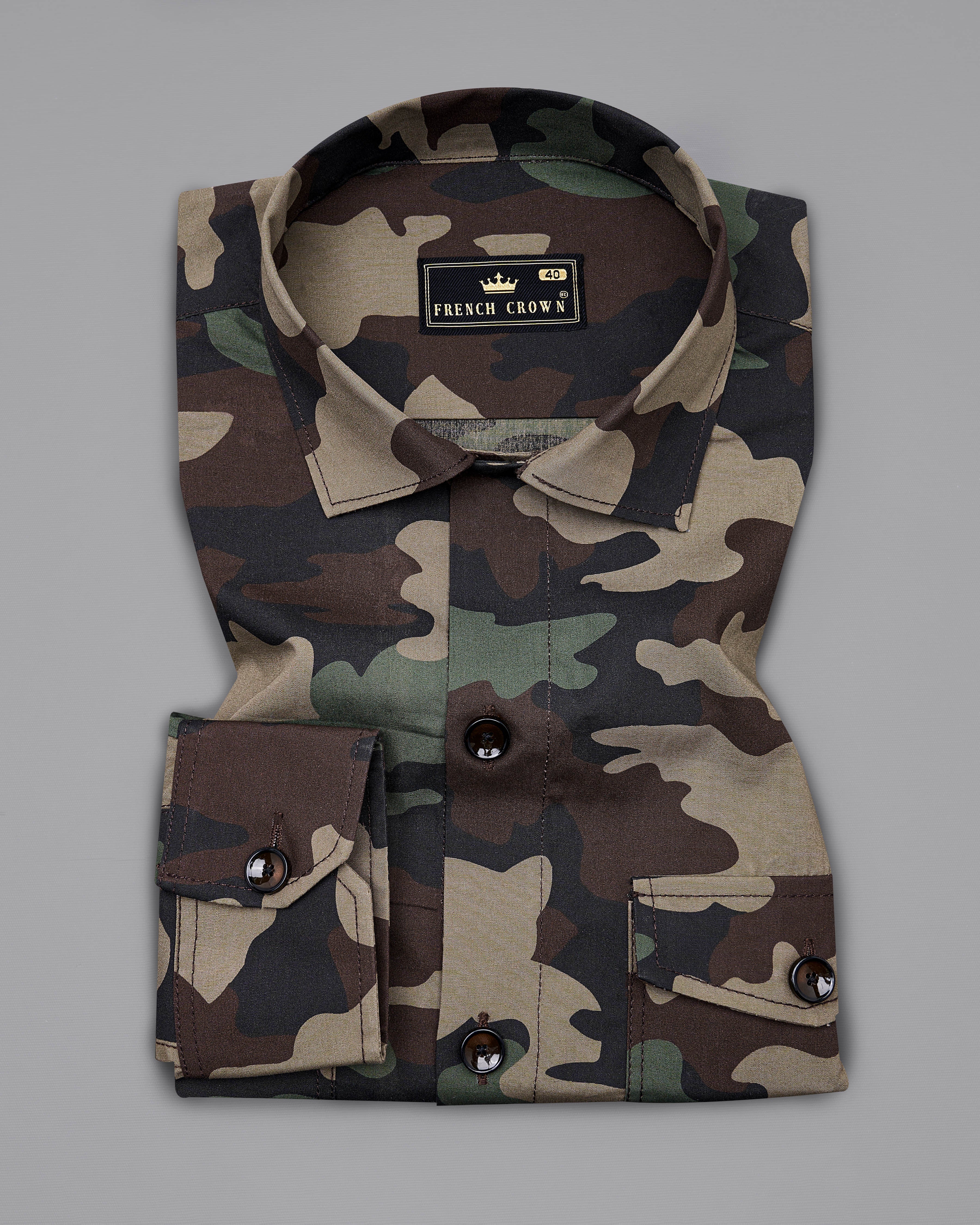 Bronco Brown with Ironside Green Camouflage Printed Royal Oxford Designer OverShirt 8932-BLK-P327-38, 8932-BLK-P327-H-38,  8932-BLK-P327-39,  8932-BLK-P327-H-39,  8932-BLK-P327-40,  8932-BLK-P327-H-40,  8932-BLK-P327-42,  8932-BLK-P327-H-42,  8932-BLK-P327-44,  8932-BLK-P327-H-44,  8932-BLK-P327-46,  8932-BLK-P327-H-46,  8932-BLK-P327-48,  8932-BLK-P327-H-48,  8932-BLK-P327-50,  8932-BLK-P327-H-50,  8932-BLK-P327-52,  8932-BLK-P327-H-52