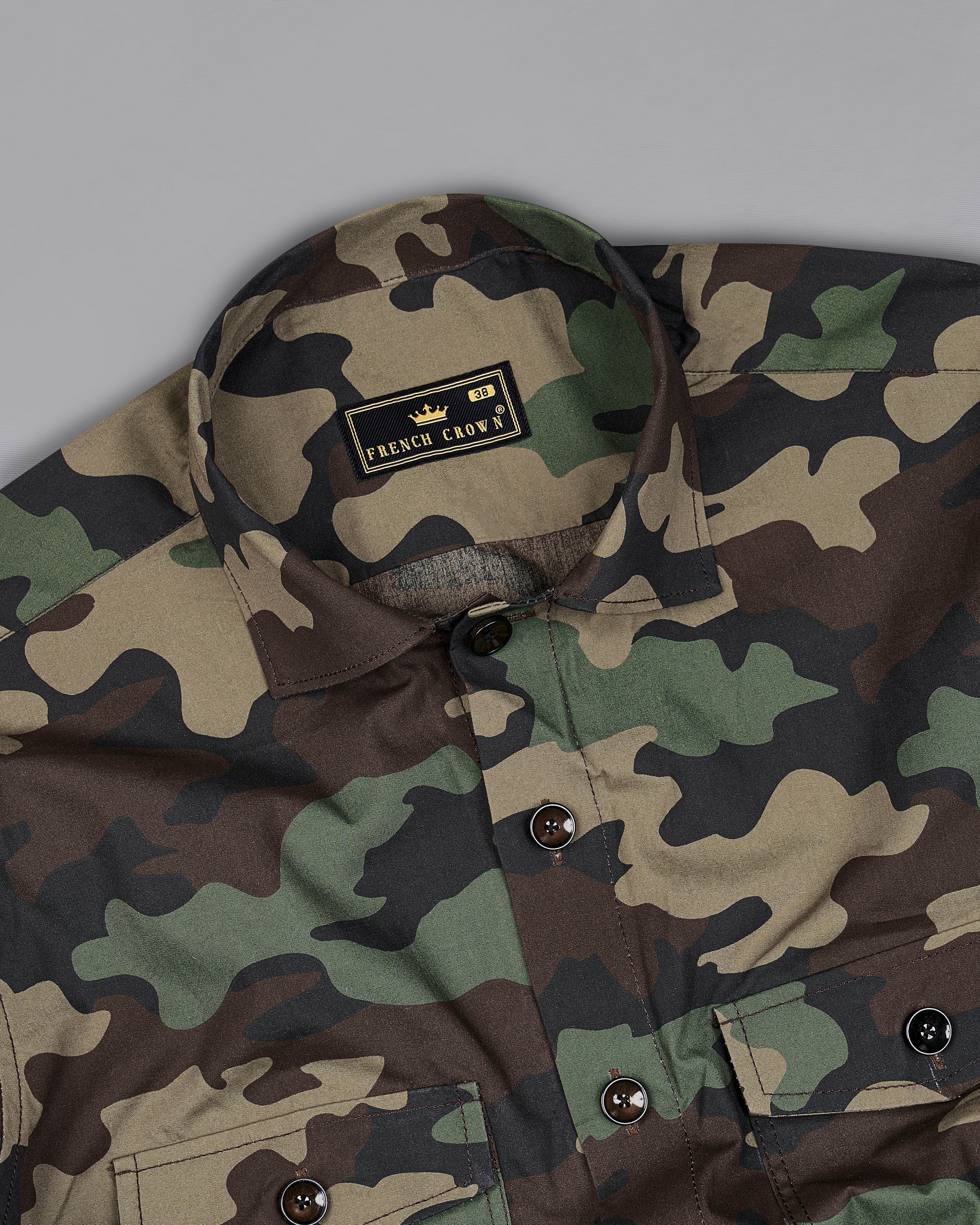 Bronco Brown with Ironside Green Camouflage Printed Royal Oxford Designer OverShirt 8932-BLK-P327-38, 8932-BLK-P327-H-38,  8932-BLK-P327-39,  8932-BLK-P327-H-39,  8932-BLK-P327-40,  8932-BLK-P327-H-40,  8932-BLK-P327-42,  8932-BLK-P327-H-42,  8932-BLK-P327-44,  8932-BLK-P327-H-44,  8932-BLK-P327-46,  8932-BLK-P327-H-46,  8932-BLK-P327-48,  8932-BLK-P327-H-48,  8932-BLK-P327-50,  8932-BLK-P327-H-50,  8932-BLK-P327-52,  8932-BLK-P327-H-52