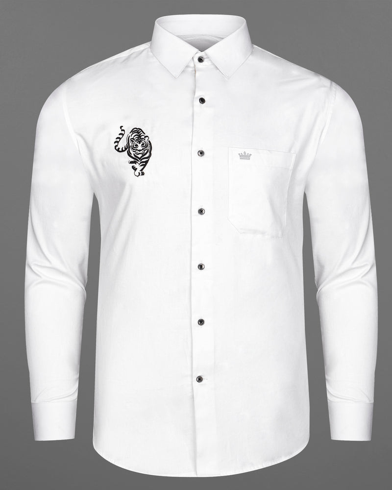 Fancy Tiger Shirt White Colour