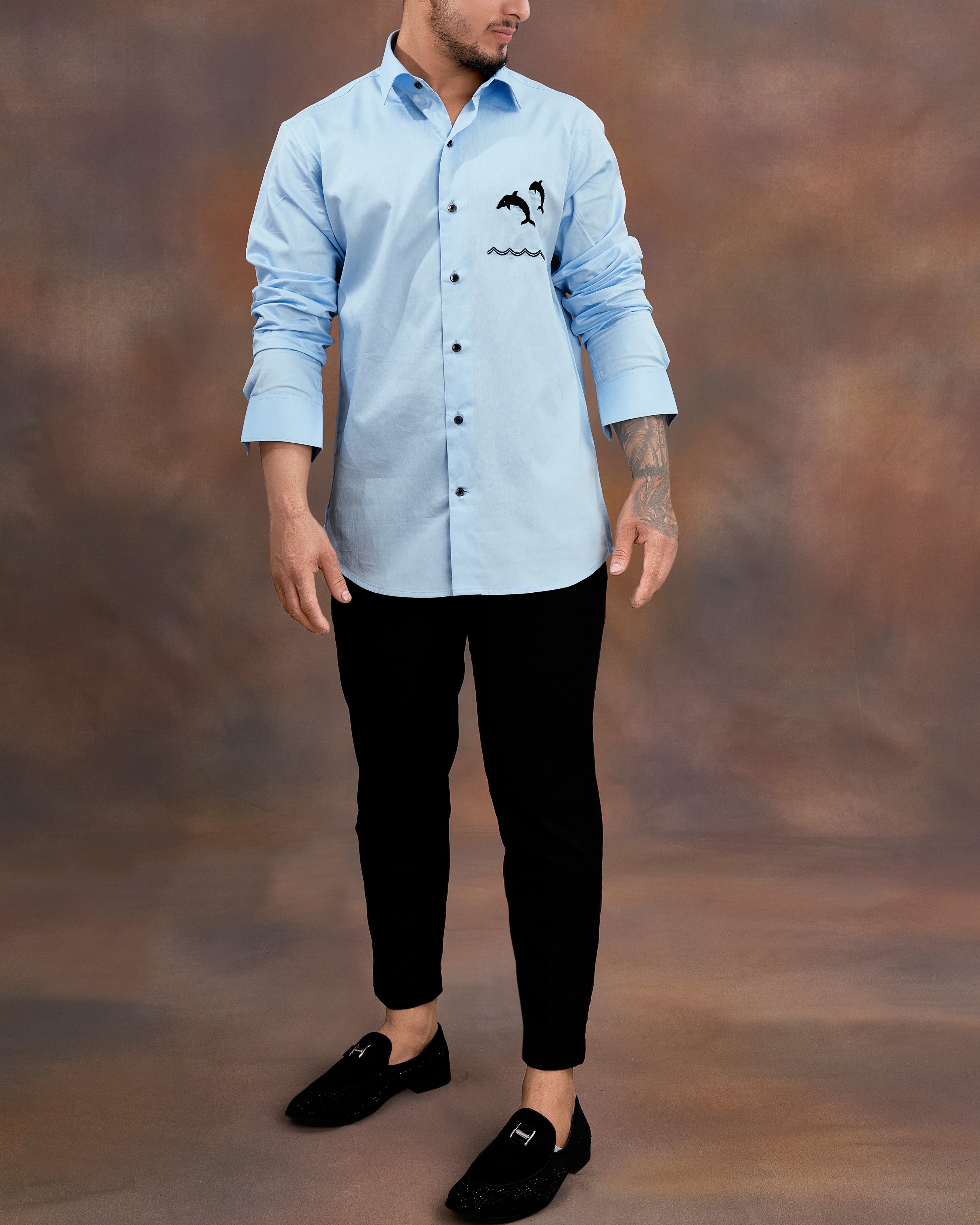 Spindle Blue Fish Embroidered Super Soft Premium Cotton Shirt 8945-BLK-E021-38, 8945-BLK-E021-H-38, 8945-BLK-E021-39, 8945-BLK-E021-H-39, 8945-BLK-E021-40, 8945-BLK-E021-H-40, 8945-BLK-E021-42, 8945-BLK-E021-H-42, 8945-BLK-E021-44, 8945-BLK-E021-H-44, 8945-BLK-E021-46, 8945-BLK-E021-H-46, 8945-BLK-E021-48, 8945-BLK-E021-H-48, 8945-BLK-E021-50, 8945-BLK-E021-H-50, 8945-BLK-E021-52, 8945-BLK-E021-H-52