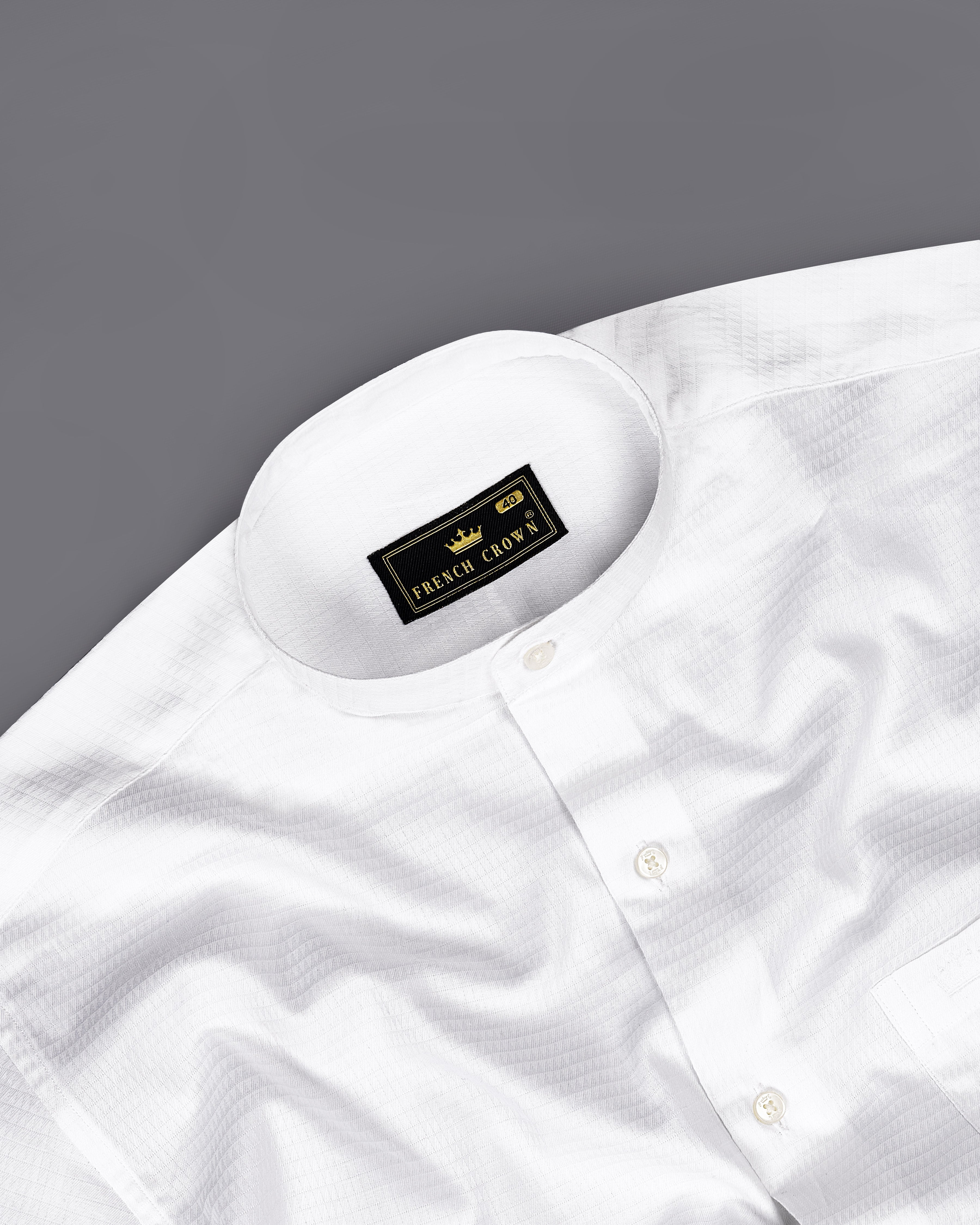 Bright White Dobby Textured Premium Giza Cotton Mandarin Collar Shirt 8965-M-38, 8965-M-H-38, 8965-M-39, 8965-M-H-39, 8965-M-40, 8965-M-H-40, 8965-M-42, 8965-M-H-42, 8965-M-44, 8965-M-H-44, 8965-M-46, 8965-M-H-46, 8965-M-48, 8965-M-H-48, 8965-M-50, 8965-M-H-50, 8965-M-52, 8965-M-H-52