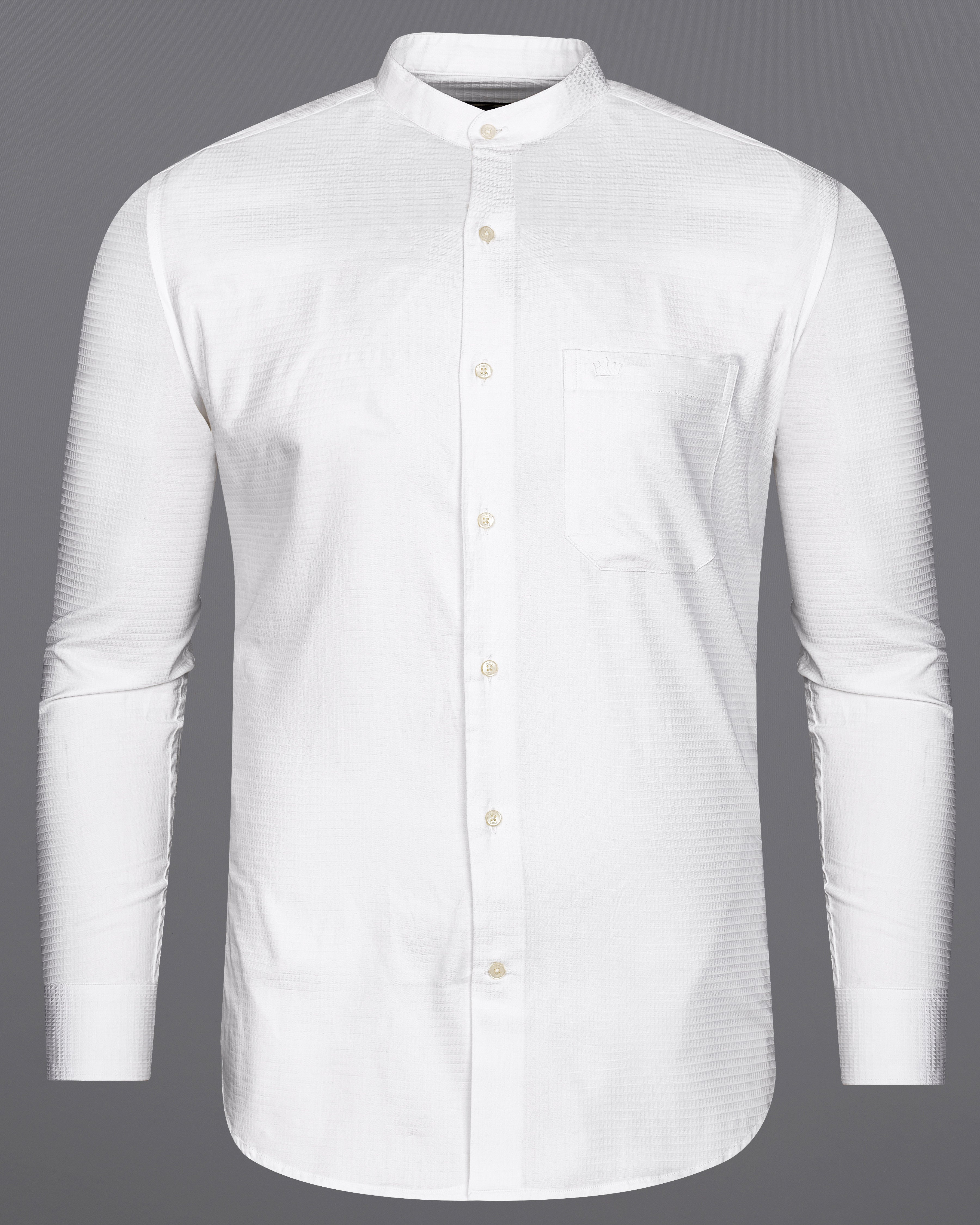 Bright White Dobby Textured Premium Giza Cotton Mandarin Collar Shirt 8965-M-38, 8965-M-H-38, 8965-M-39, 8965-M-H-39, 8965-M-40, 8965-M-H-40, 8965-M-42, 8965-M-H-42, 8965-M-44, 8965-M-H-44, 8965-M-46, 8965-M-H-46, 8965-M-48, 8965-M-H-48, 8965-M-50, 8965-M-H-50, 8965-M-52, 8965-M-H-52