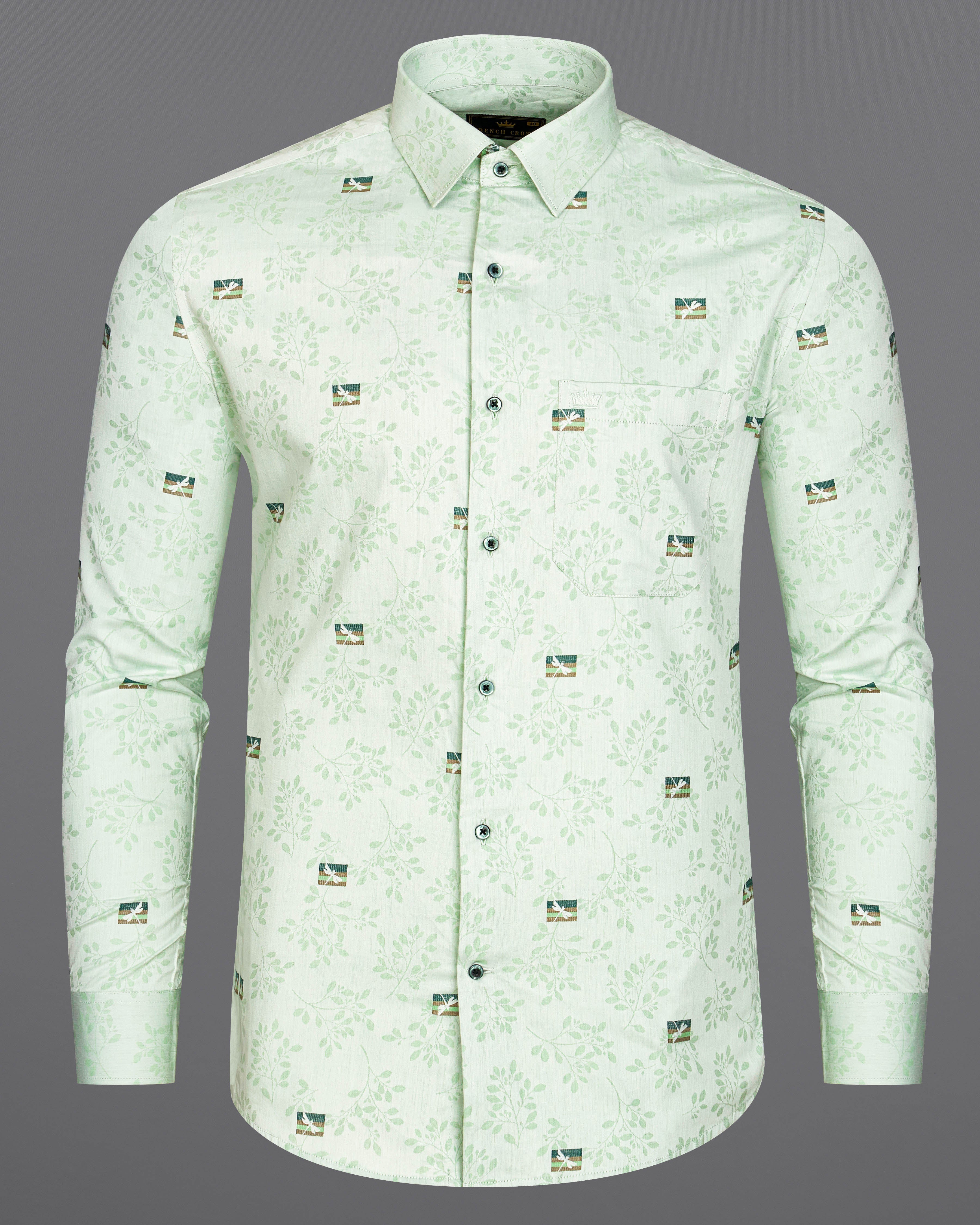 Loafer Green with Jacquard Textured Premium Giza Cotton Designer Shirt