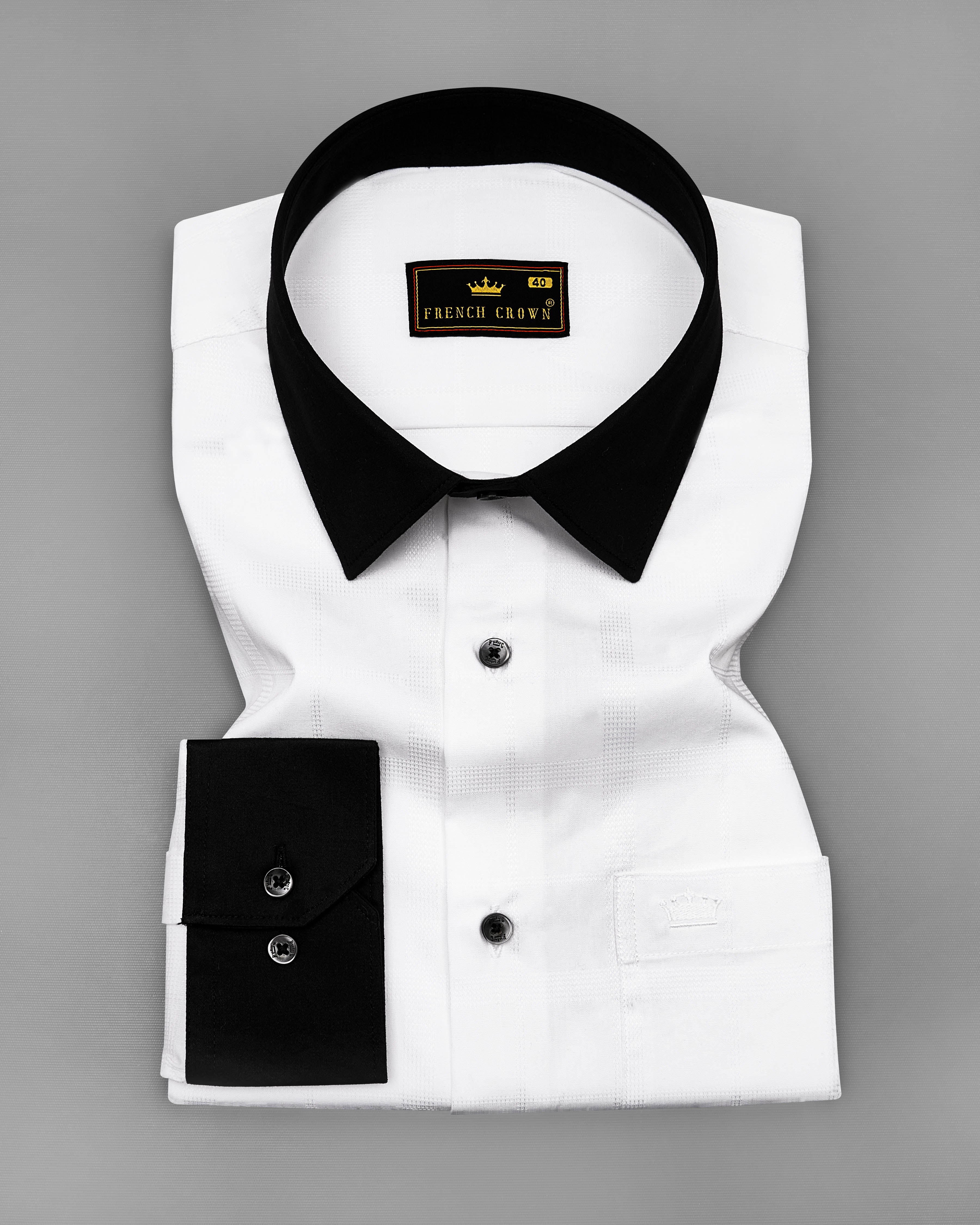Bright White with Black Cuffs and Collar Dobby Textured Premium Giza Cotton Shirt 8977-BCC-BLK-38, 8977-BCC-BLK-H-38, 8977-BCC-BLK-39, 8977-BCC-BLK-H-39, 8977-BCC-BLK-40, 8977-BCC-BLK-H-40, 8977-BCC-BLK-42, 8977-BCC-BLK-H-42, 8977-BCC-BLK-44, 8977-BCC-BLK-H-44, 8977-BCC-BLK-46, 8977-BCC-BLK-H-46, 8977-BCC-BLK-48, 8977-BCC-BLK-H-48, 8977-BCC-BLK-50, 8977-BCC-BLK-H-50, 8977-BCC-BLK-52, 8977-BCC-BLK-H-52