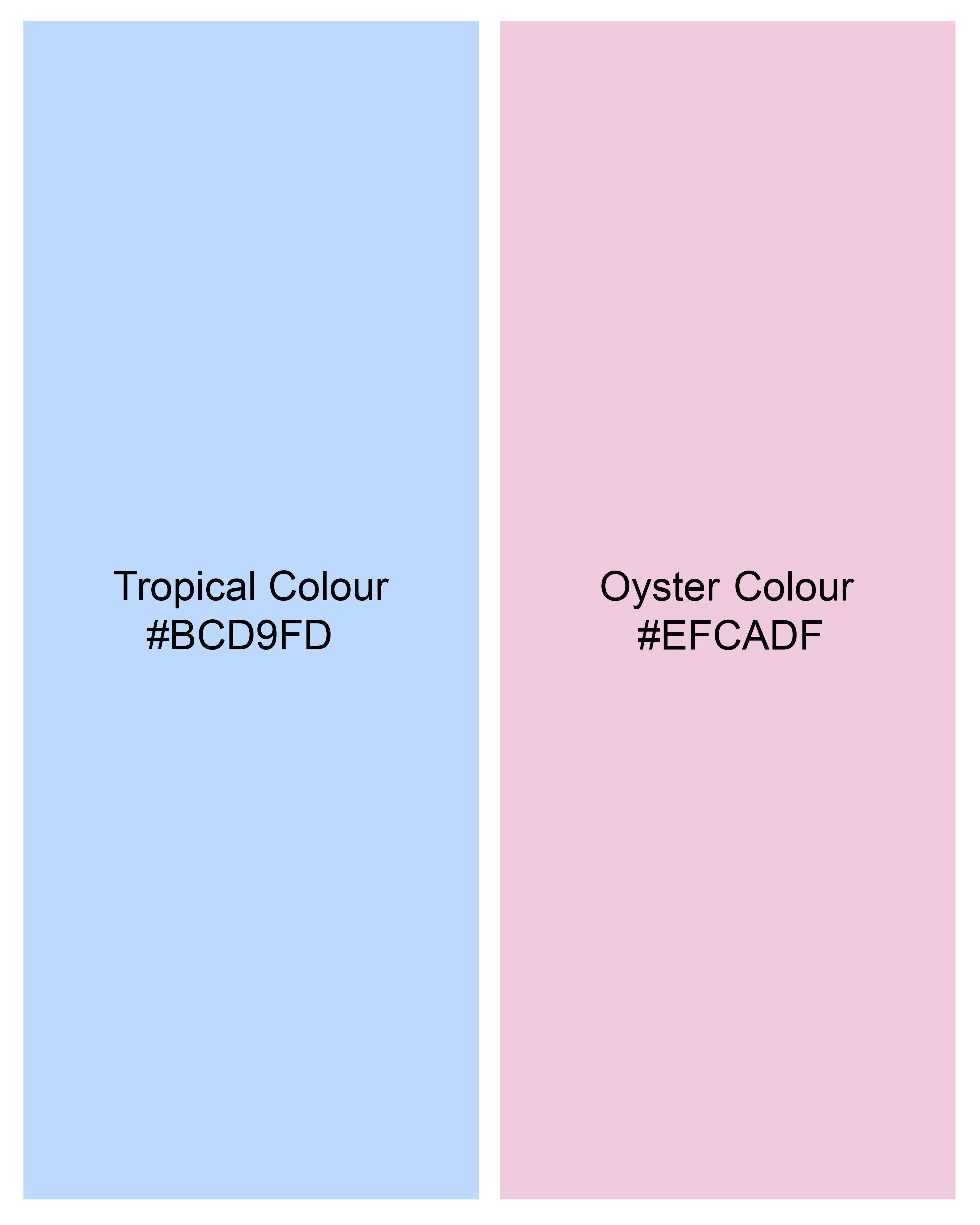 Tropical Blue with Oyster Pink Patch Work Super Soft Premium Cotton Designer Shirt