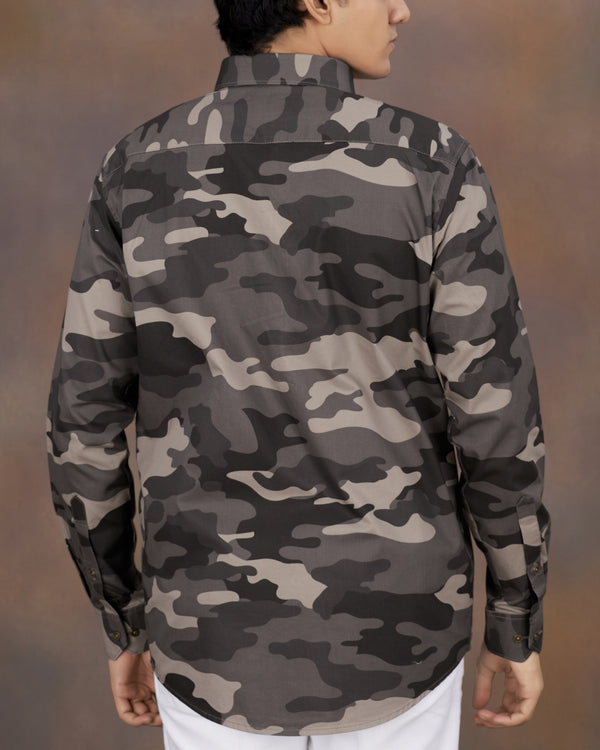 Dorado Brown with Thunder Black Camouflage Printed Royal Oxford Shirt