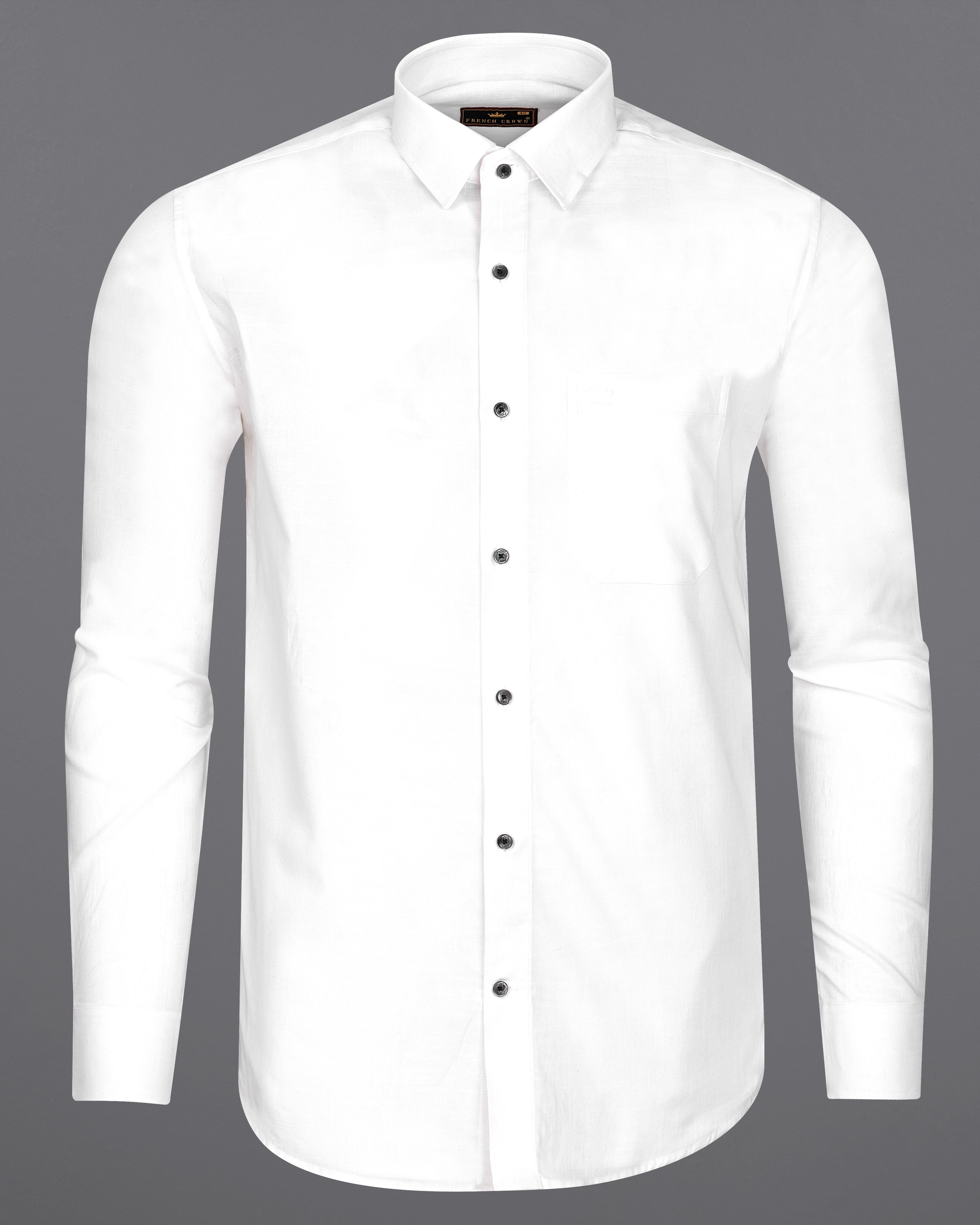 Bright White Luxurious Linen Shirt