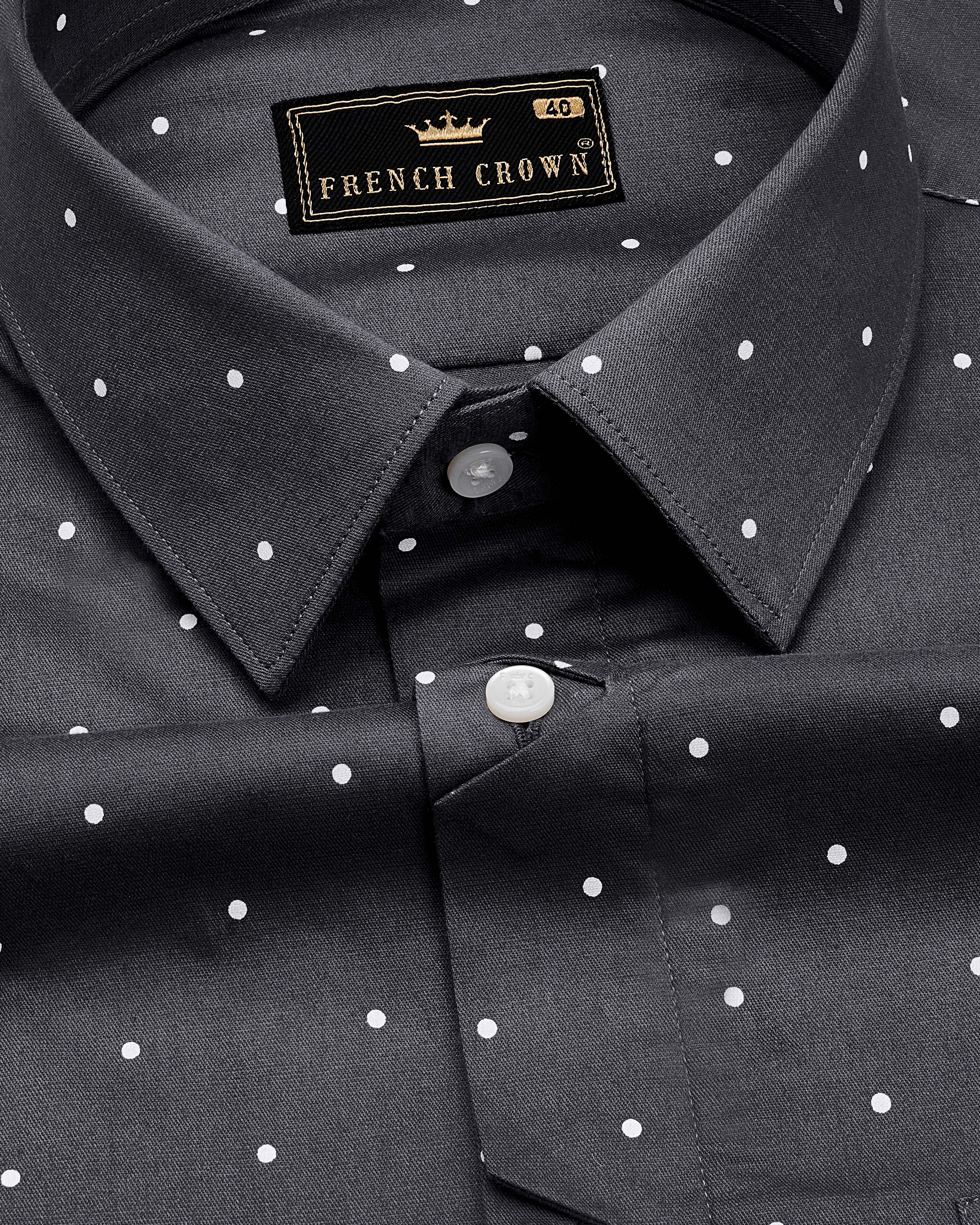Gravel Gray Polka Dotted Premium Cotton Designer Shirt