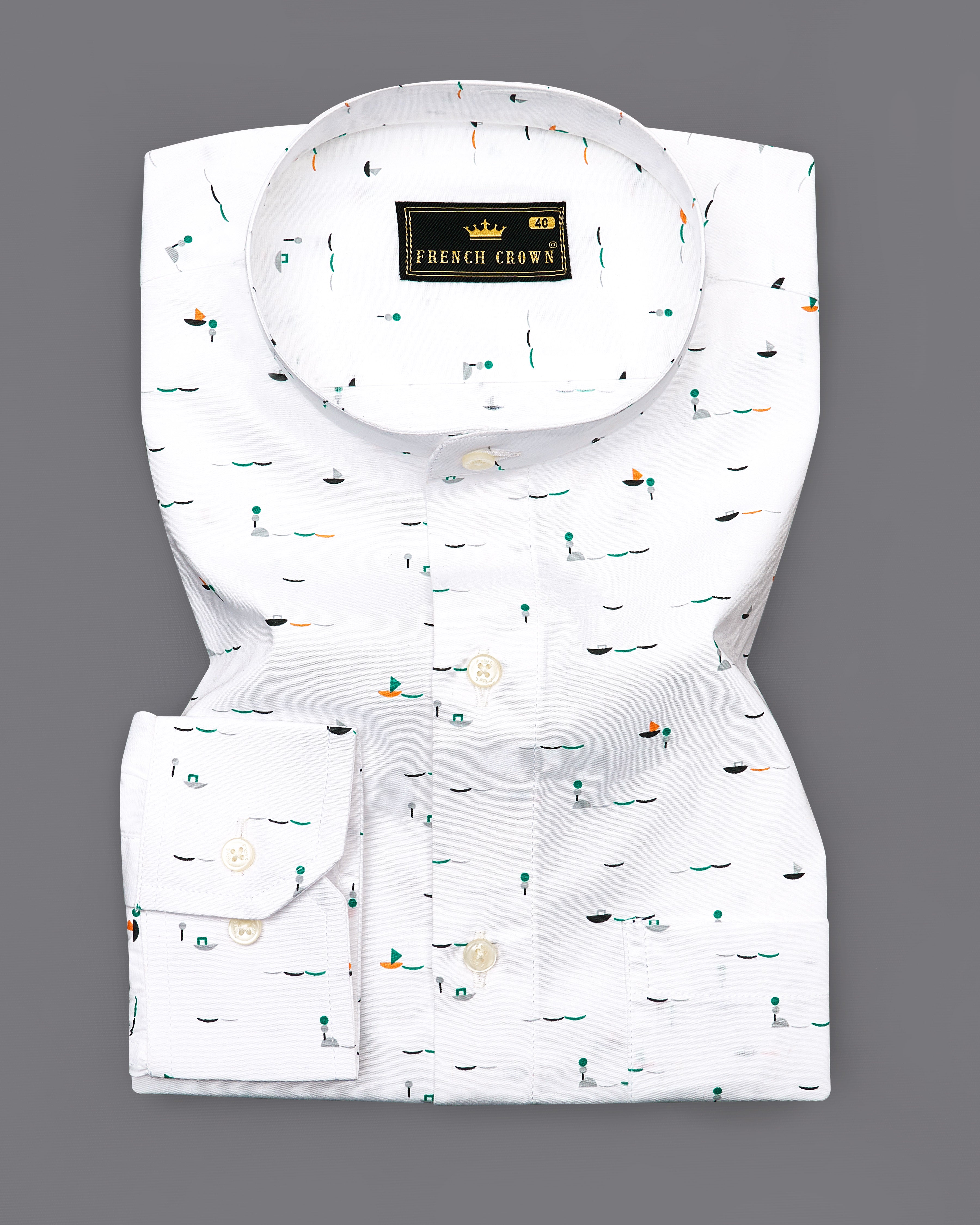 Bright White Printed Premium Cotton Shirt