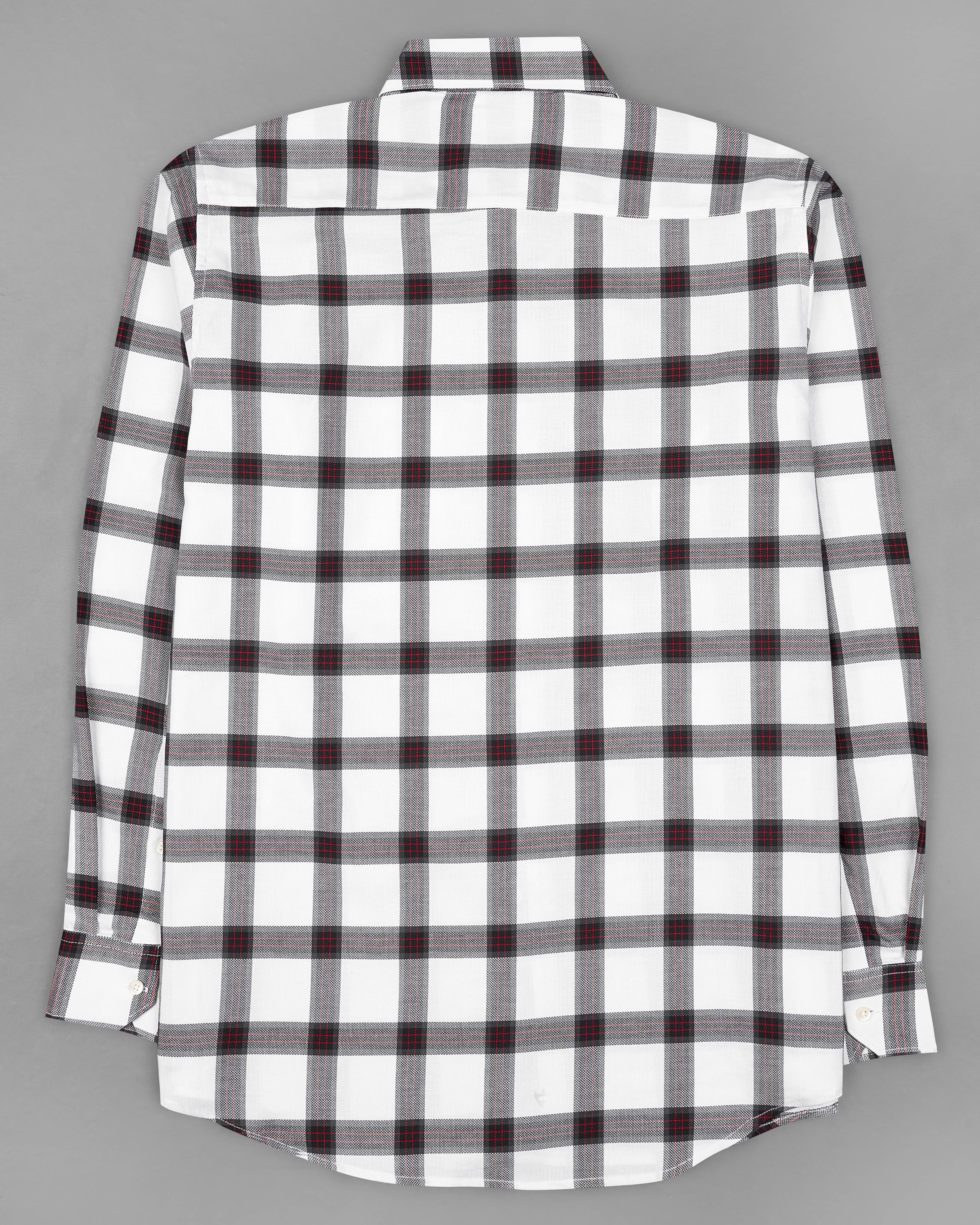 Bright White Checkered  Dobby Textured Premium Giza Cotton Shirt