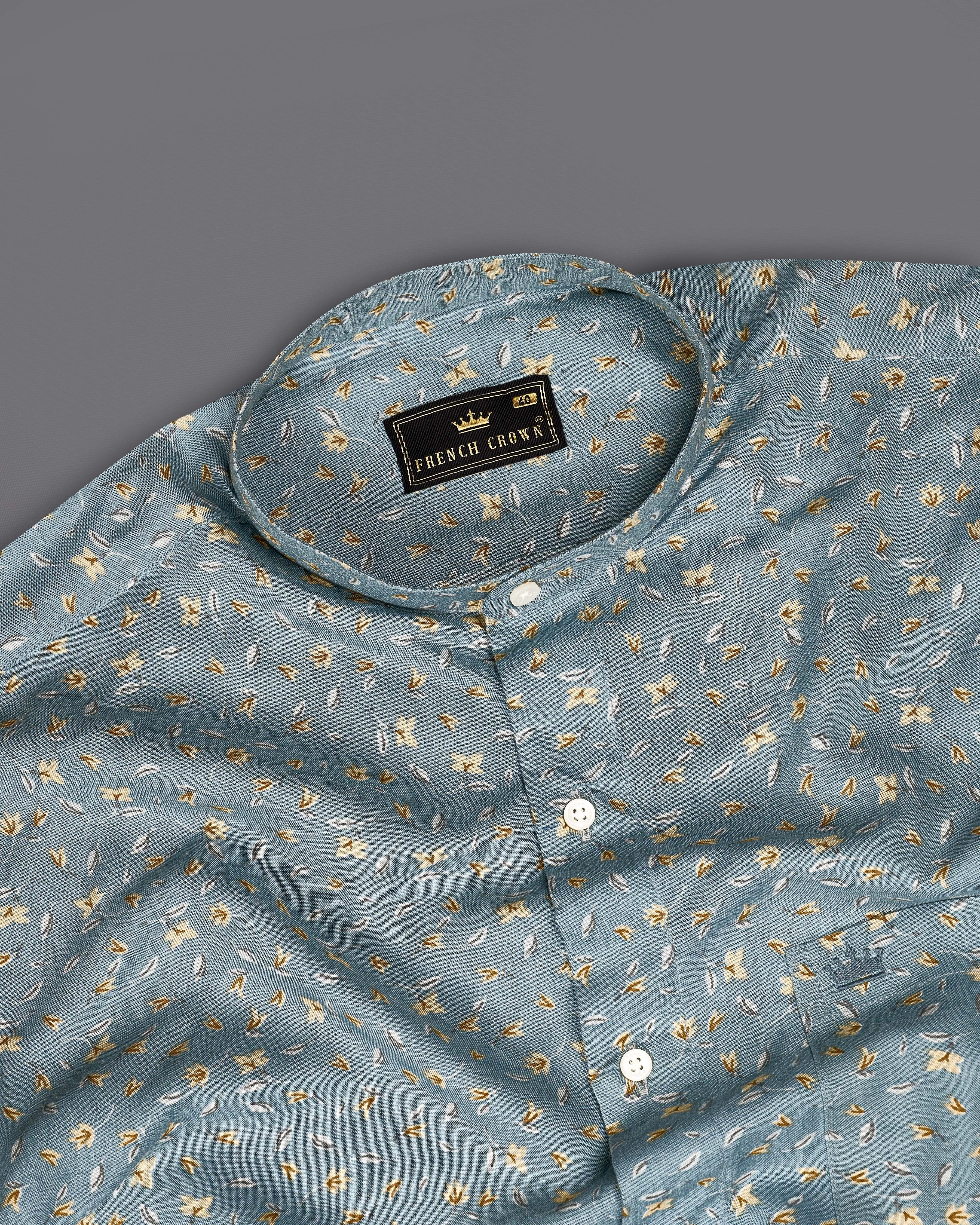 Cascade Green Ditsy Printed Premium Tencel Shirt