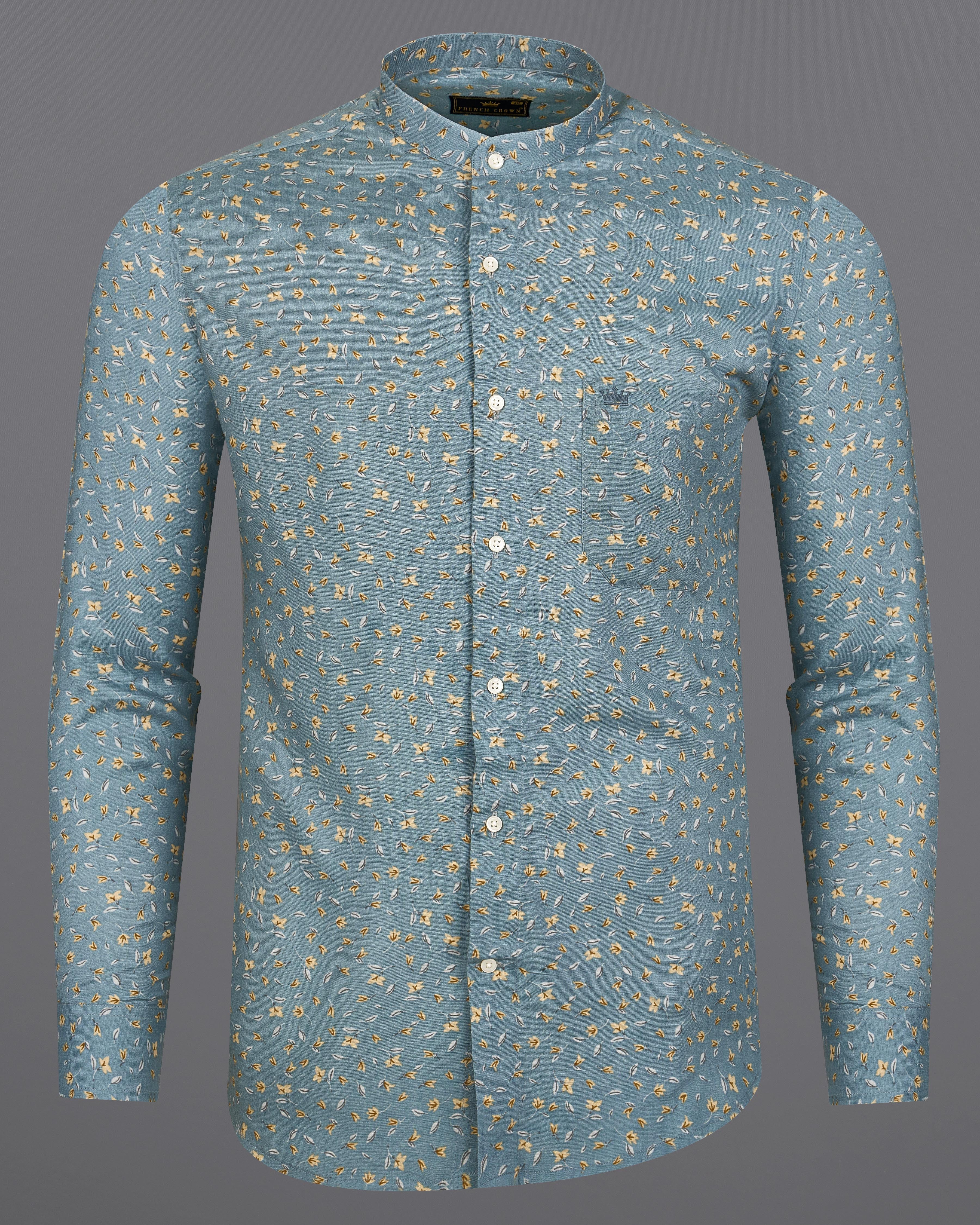 Cascade Green Ditsy Printed Premium Tencel Shirt