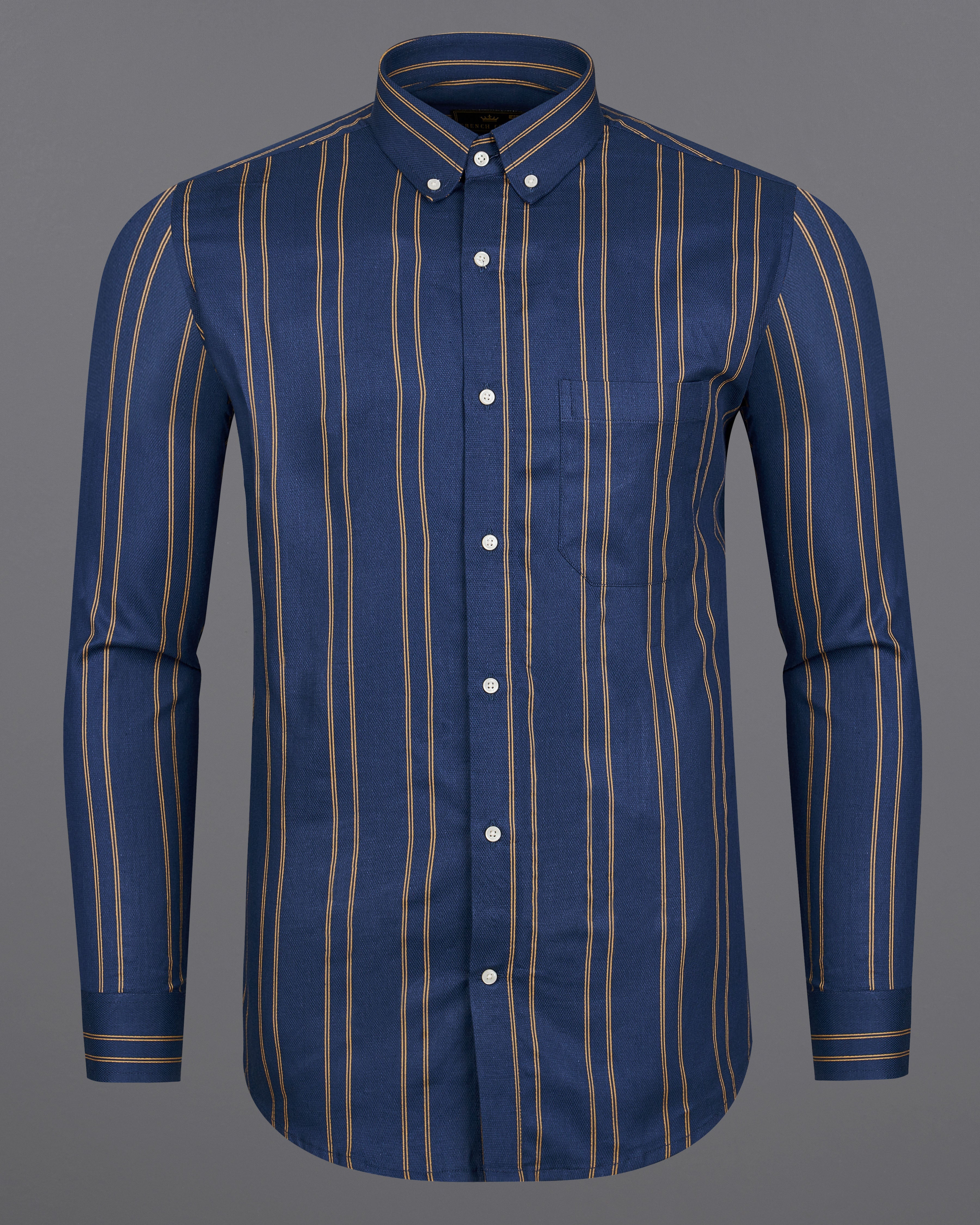 Cloud Burst Blue Striped Dobby Textured Premium Giza Cotton Shirt