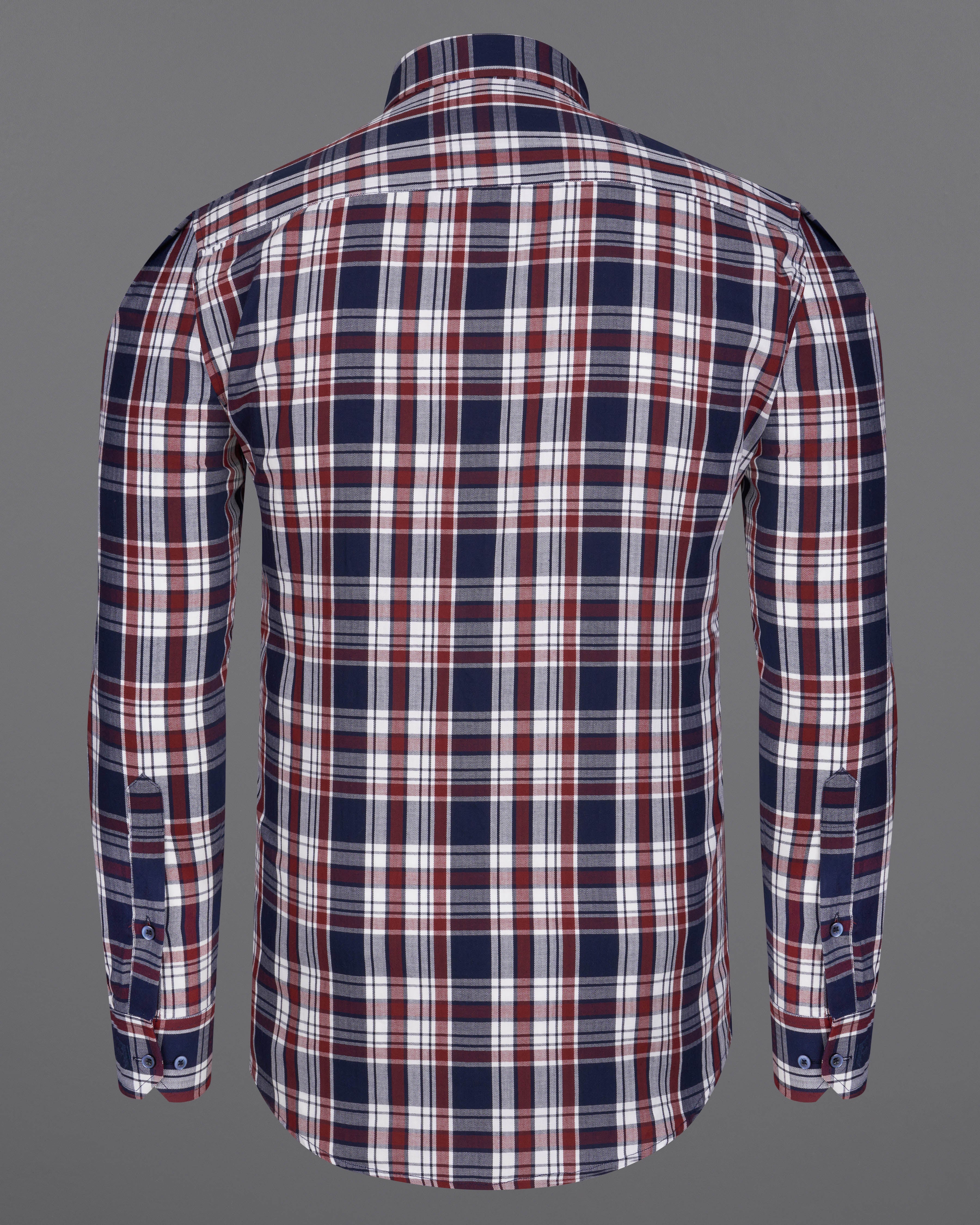 Cinder Navy Blue with White and Firebrick Red Plaid Herringbone Premium Cotton Shirt 9048-BLE-38, 9048-BLE-H-38, 9048-BLE-39, 9048-BLE-H-39, 9048-BLE-40, 9048-BLE-H-40, 9048-BLE-42, 9048-BLE-H-42, 9048-BLE-44, 9048-BLE-H-44, 9048-BLE-46, 9048-BLE-H-46, 9048-BLE-48, 9048-BLE-H-48, 9048-BLE-50, 9048-BLE-H-50, 9048-BLE-52, 9048-BLE-H-52