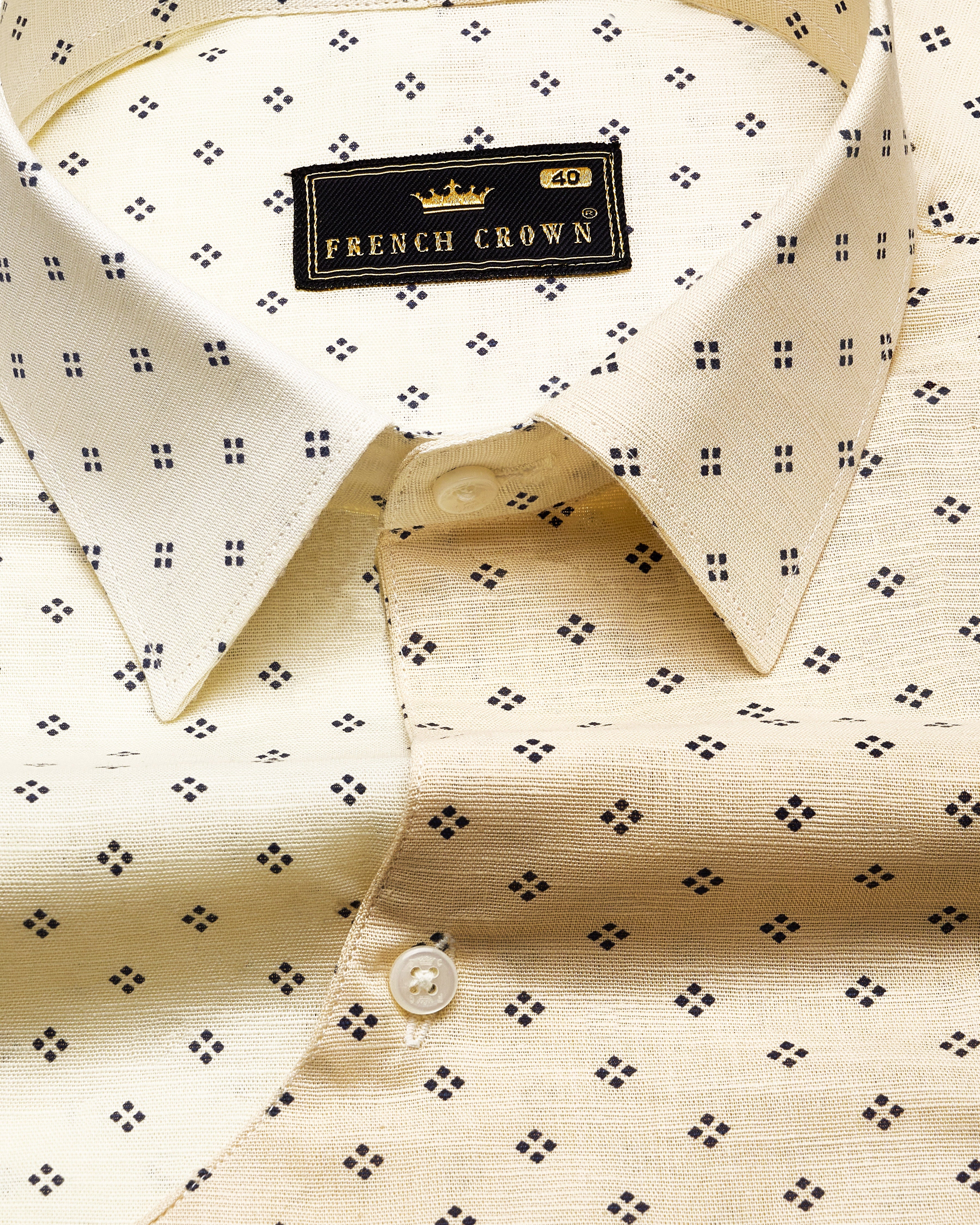 Hampton Beige with Mercury Cream Luxurious Linen Designer Shirt