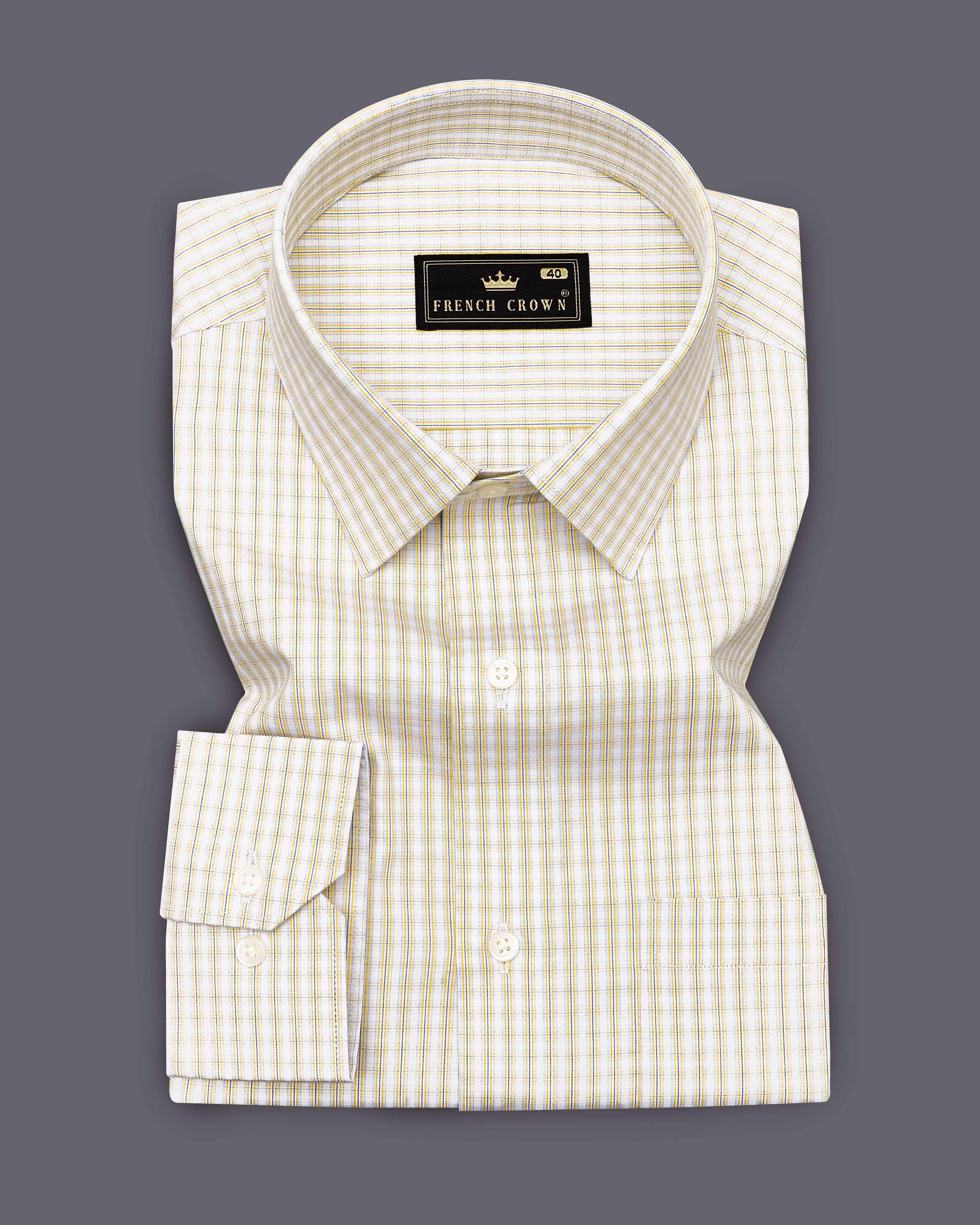 Salomine Cream and White Checkered Premium Cotton Shirt 9111-38,9111-H-38,9111-39,9111-H-39,9111-40,9111-H-40,9111-42,9111-H-42,9111-44,9111-H-44,9111-46,9111-H-46,9111-48,9111-H-48,9111-50,9111-H-50,9111-52,9111-H-52