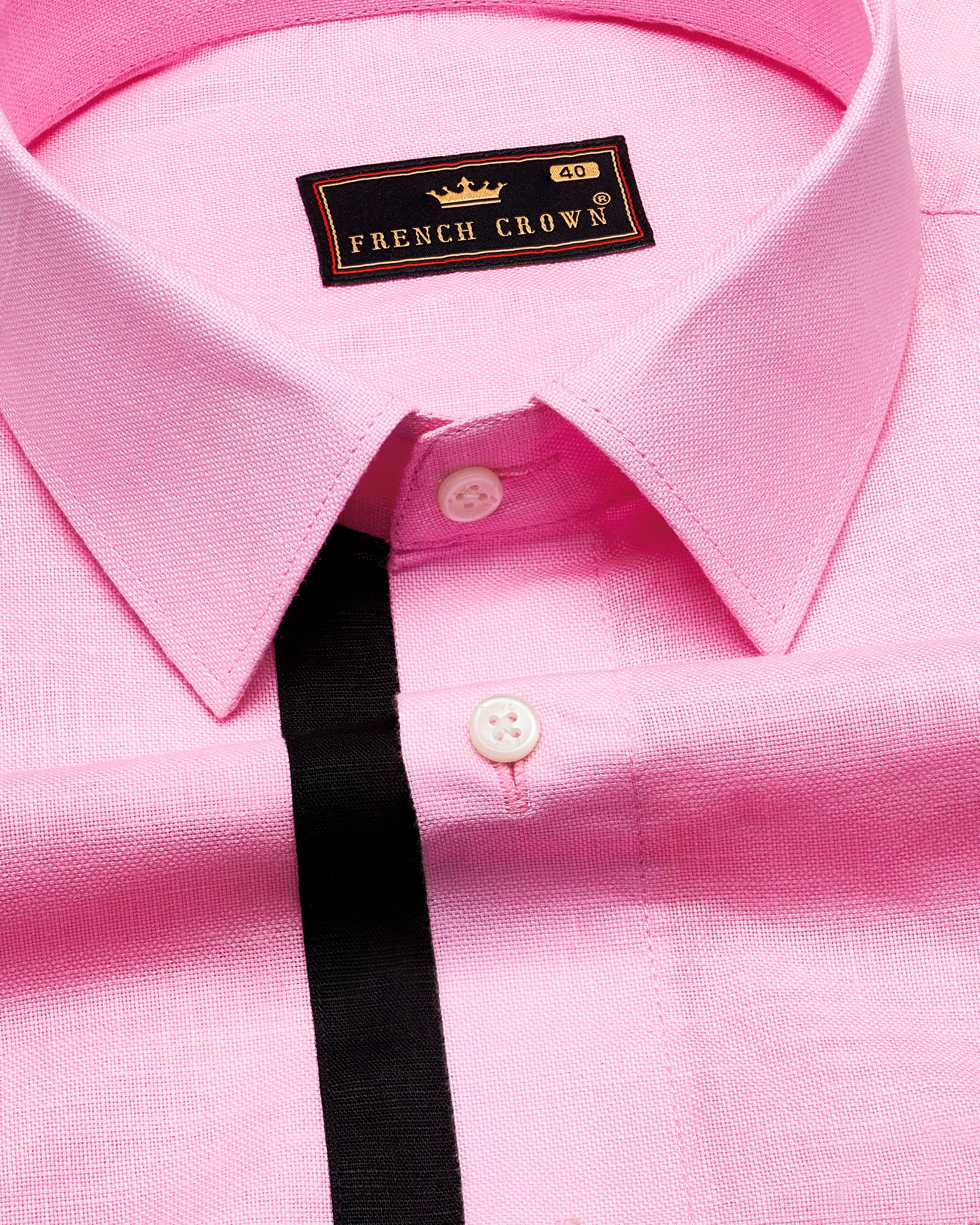 Cupid Pink with Black Patch Work Luxurious Linen Designer Shirt 9122-P455-38,9122-P455-H-38,9122-P455-39,9122-P455-H-39,9122-P455-40,9122-P455-H-40,9122-P455-42,9122-P455-H-42,9122-P455-44,9122-P455-H-44,9122-P455-46,9122-P455-H-46,9122-P455-48,9122-P455-H-48,9122-P455-50,9122-P455-H-50,9122-P455-52,9122-P455-H-52