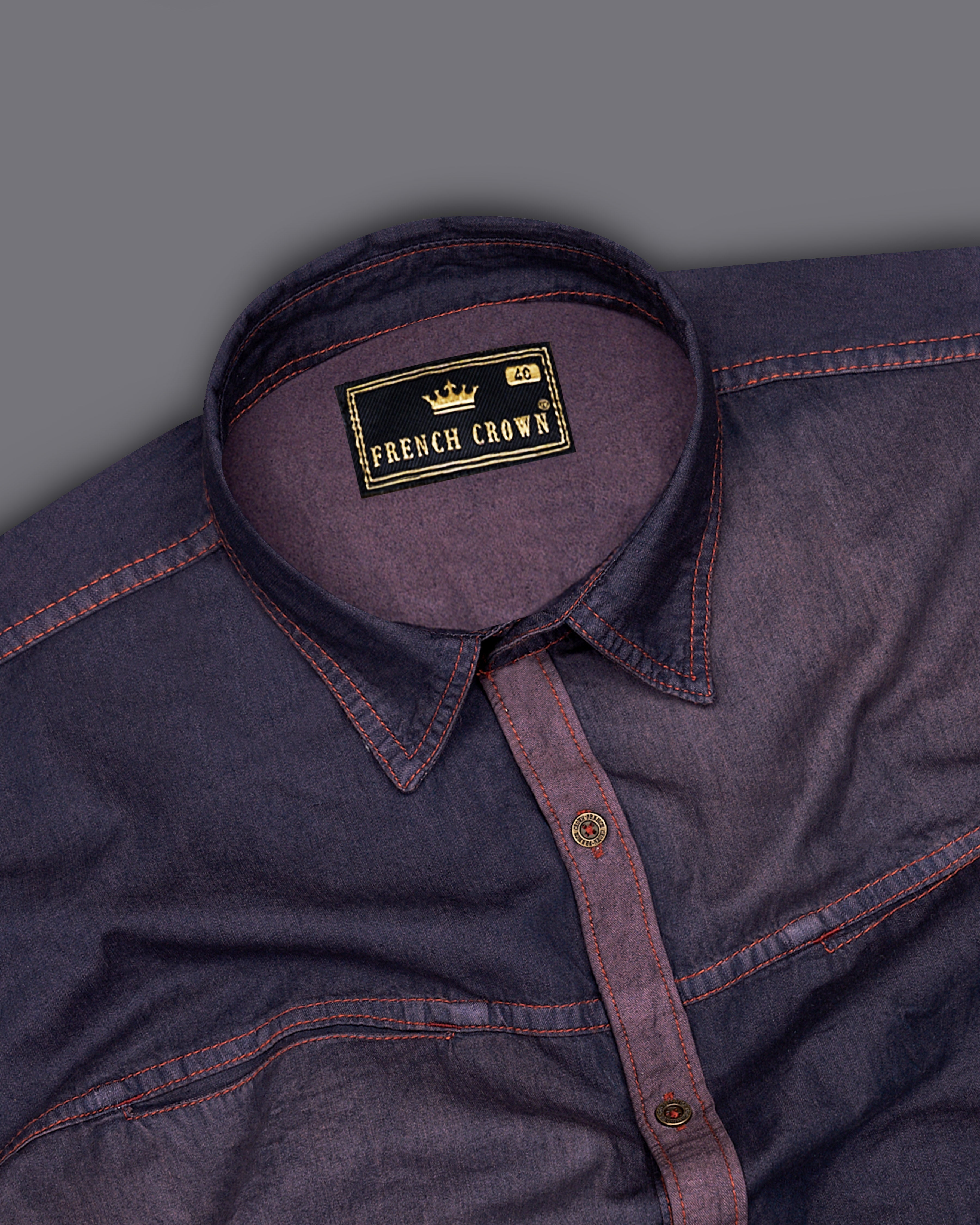 Gravel Purple with Baltic Sea Denim Shirt With Leather Patch Work 9201-MB-38,9201-MB-H-38,9201-MB-39,9201-MB-H-39,9201-MB-40,9201-MB-H-40,9201-MB-42,9201-MB-H-42,9201-MB-44,9201-MB-H-44,9201-MB-46,9201-MB-H-46,9201-MB-48,9201-MB-H-48,9201-MB-50,9201-MB-H-50,9201-MB-52,9201-MB-H-52