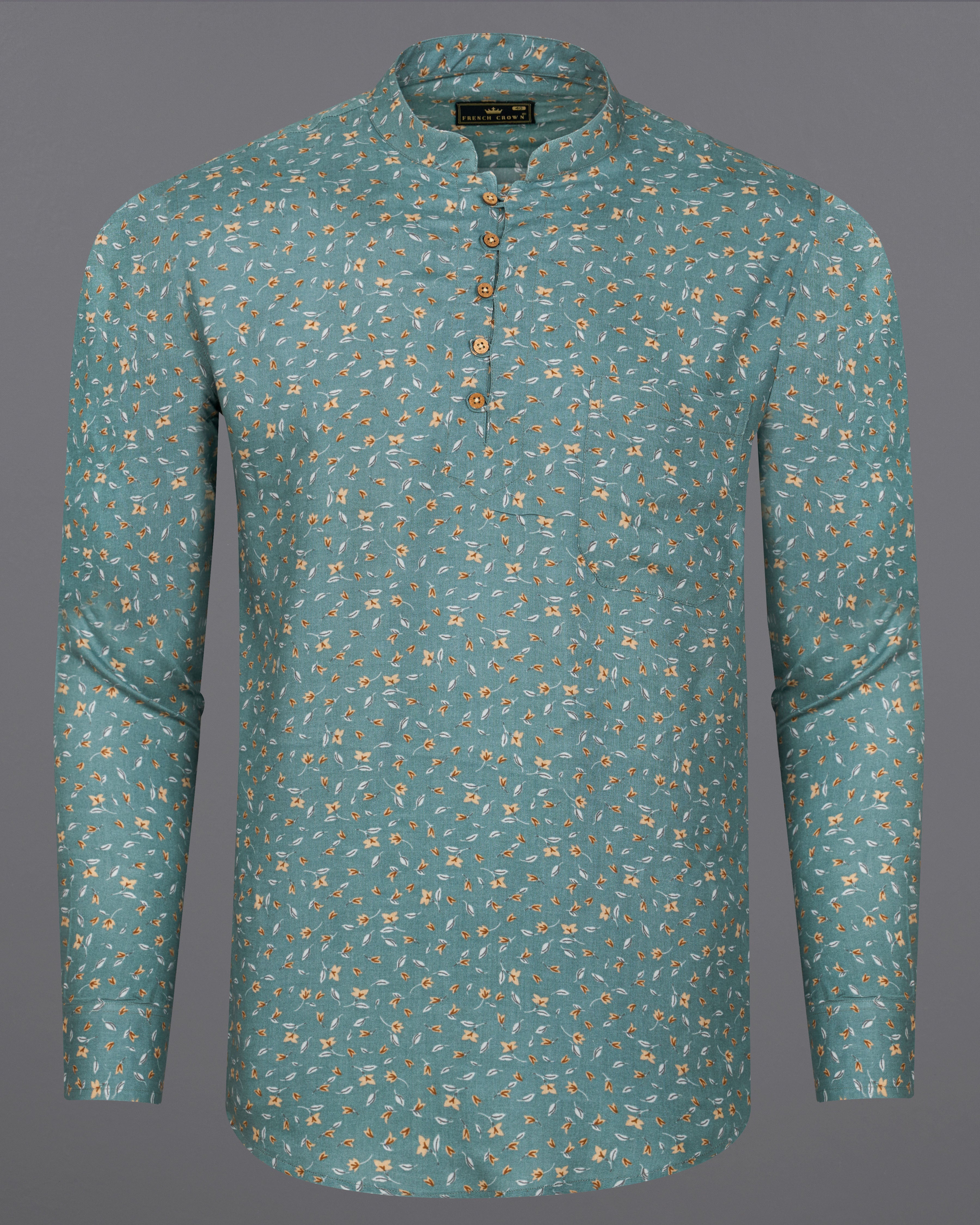 Viridian Green Ditsy Printed Premium Tencel Kurta Shirt 9228-KS-38, 9228-KS-H-38, 9228-KS-39, 9228-KS-H-39, 9228-KS-40, 9228-KS-H-40, 9228-KS-42, 9228-KS-H-42, 9228-KS-44, 9228-KS-H-44, 9228-KS-46, 9228-KS-H-46, 9228-KS-48, 9228-KS-H-48, 9228-KS-50, 9228-KS-H-50, 9228-KS-52, 9228-KS-H-52