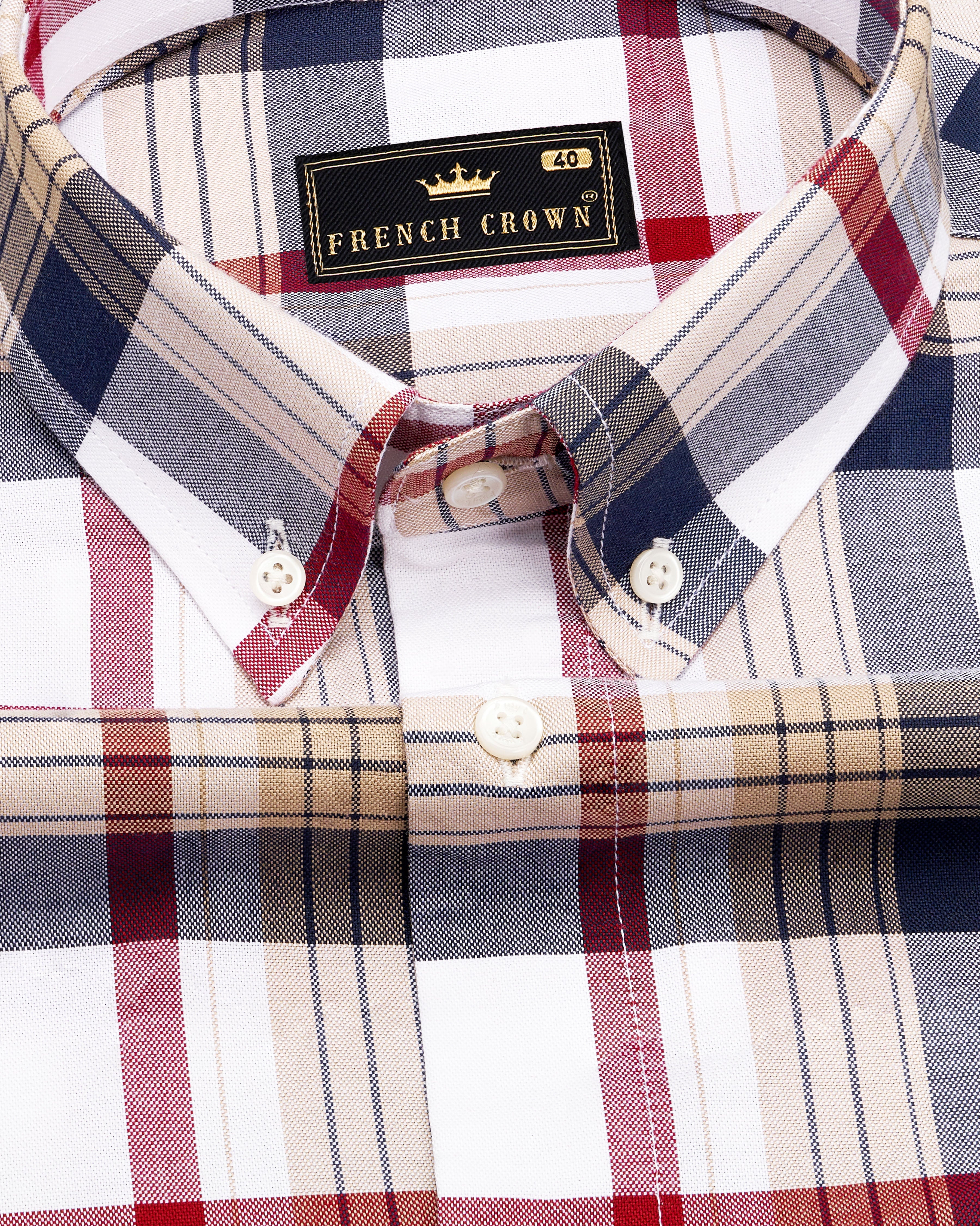 Bright White with Ebony Clay Blue and Pale Taupe Brown Plaid Royal Oxford Shirt 9252-BD-38,9252-BD-H-38,9252-BD-39,9252-BD-H-39,9252-BD-40,9252-BD-H-40,9252-BD-42,9252-BD-H-42,9252-BD-44,9252-BD-H-44,9252-BD-46,9252-BD-H-46,9252-BD-48,9252-BD-H-48,9252-BD-50,9252-BD-H-50,9252-BD-52,9252-BD-H-52