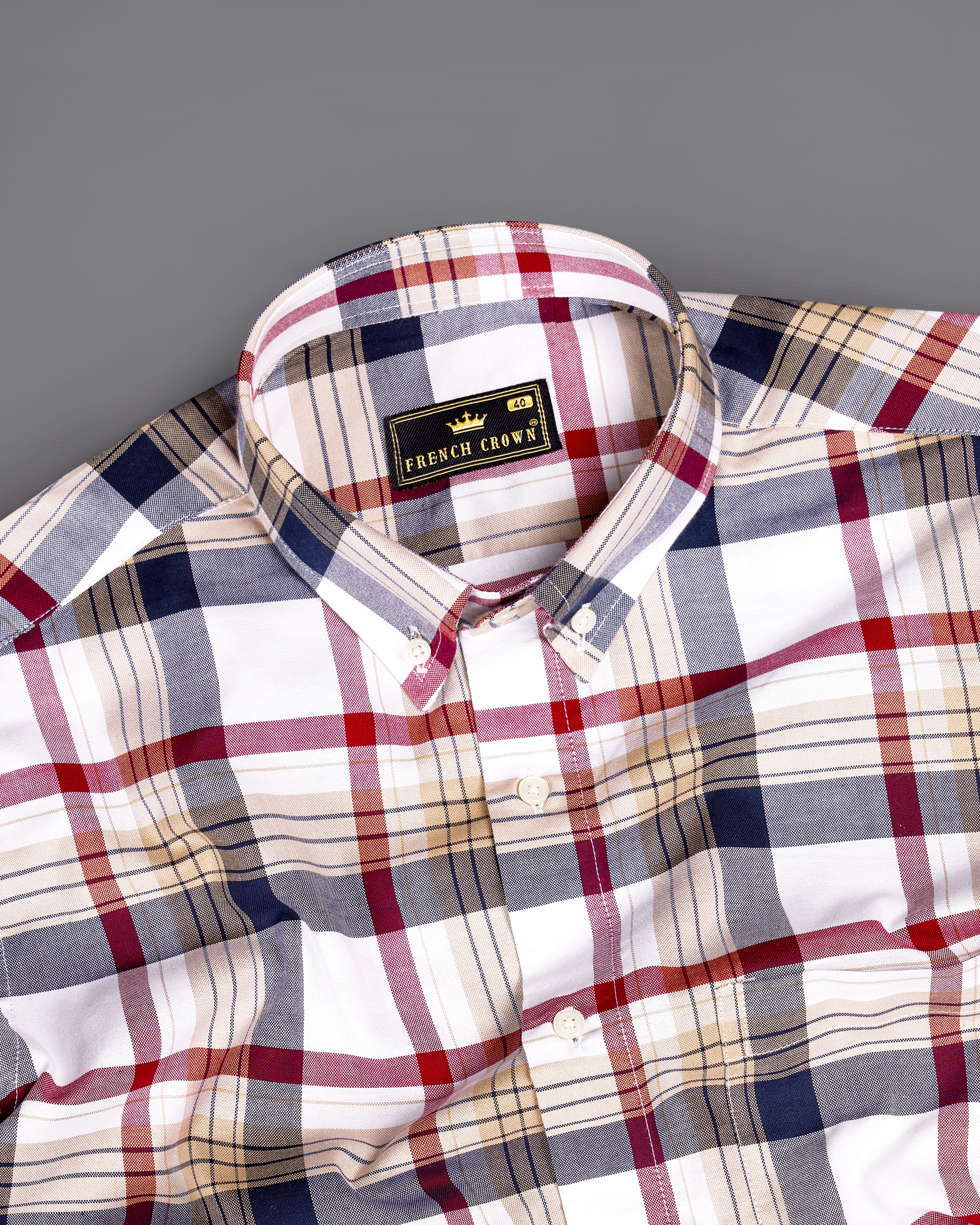 Bright White with Ebony Clay Blue and Pale Taupe Brown Plaid Royal Oxford Shirt 9252-BD-38,9252-BD-H-38,9252-BD-39,9252-BD-H-39,9252-BD-40,9252-BD-H-40,9252-BD-42,9252-BD-H-42,9252-BD-44,9252-BD-H-44,9252-BD-46,9252-BD-H-46,9252-BD-48,9252-BD-H-48,9252-BD-50,9252-BD-H-50,9252-BD-52,9252-BD-H-52