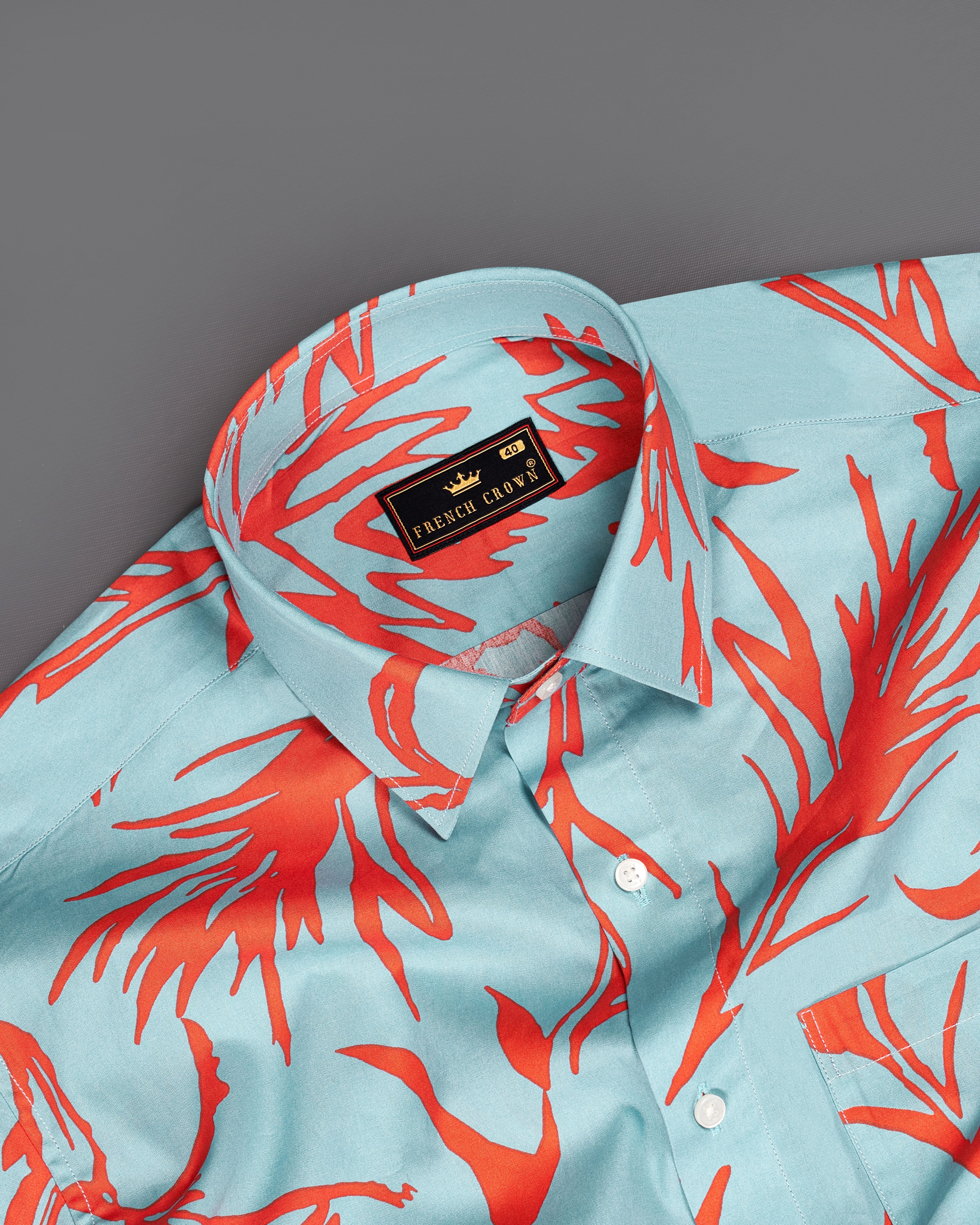 Opal Light Blue with Faded Red Printed Premium Cotton Shirt 9259-38,9259-H-38,9259-39,9259-H-39,9259-40,9259-H-40,9259-42,9259-H-42,9259-44,9259-H-44,9259-46,9259-H-46,9259-48,9259-H-48,9259-50,9259-H-50,9259-52,9259-H-52