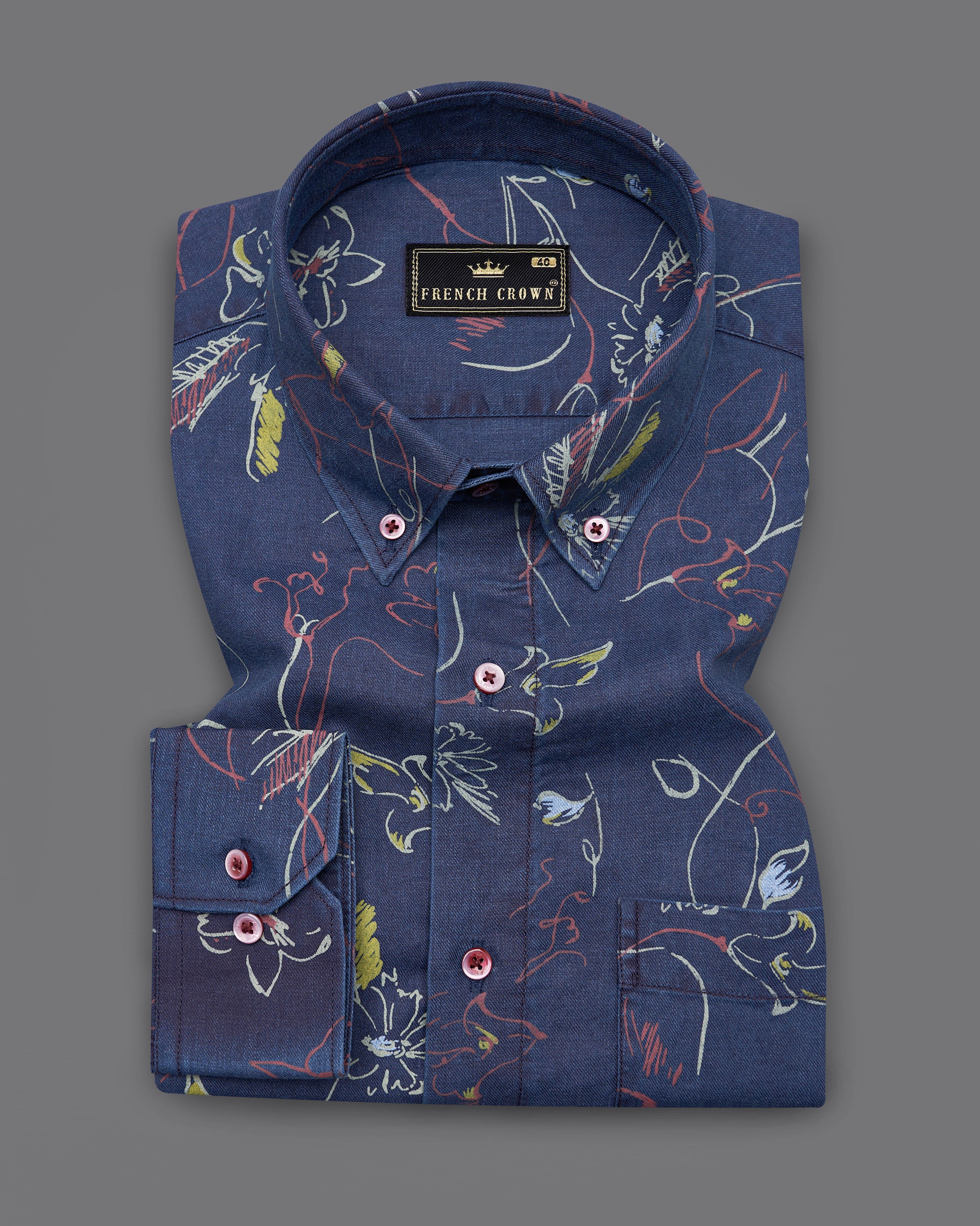 Martinique Blue Floral Textured With Maroon Buttondown Denim Shirt 9264-BD-MN-38,9264-BD-MN-H-38,9264-BD-MN-39,9264-BD-MN-H-39,9264-BD-MN-40,9264-BD-MN-H-40,9264-BD-MN-42,9264-BD-MN-H-42,9264-BD-MN-44,9264-BD-MN-H-44,9264-BD-MN-46,9264-BD-MN-H-46,9264-BD-MN-48,9264-BD-MN-H-48,9264-BD-MN-50,9264-BD-MN-H-50,9264-BD-MN-52,9264-BD-MN-H-52