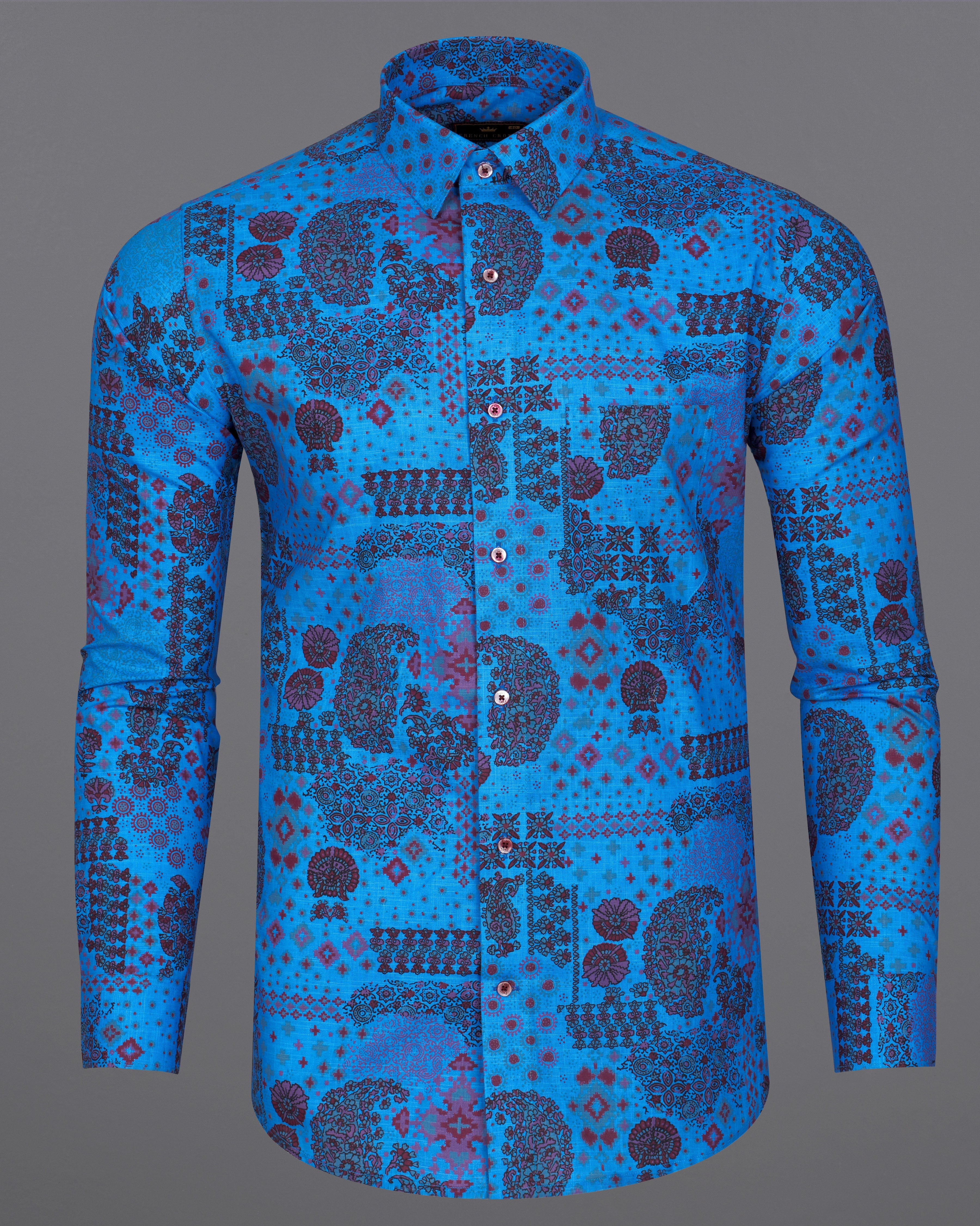 Curious Blue with Multicolour Banjara Printed Royal Oxford Shirt 9301-MN-38,9301-MN-H-38,9301-MN-39,9301-MN-H-39,9301-MN-40,9301-MN-H-40,9301-MN-42,9301-MN-H-42,9301-MN-44,9301-MN-H-44,9301-MN-46,9301-MN-H-46,9301-MN-48,9301-MN-H-48,9301-MN-50,9301-MN-H-50,9301-MN-52,9301-MN-H-52