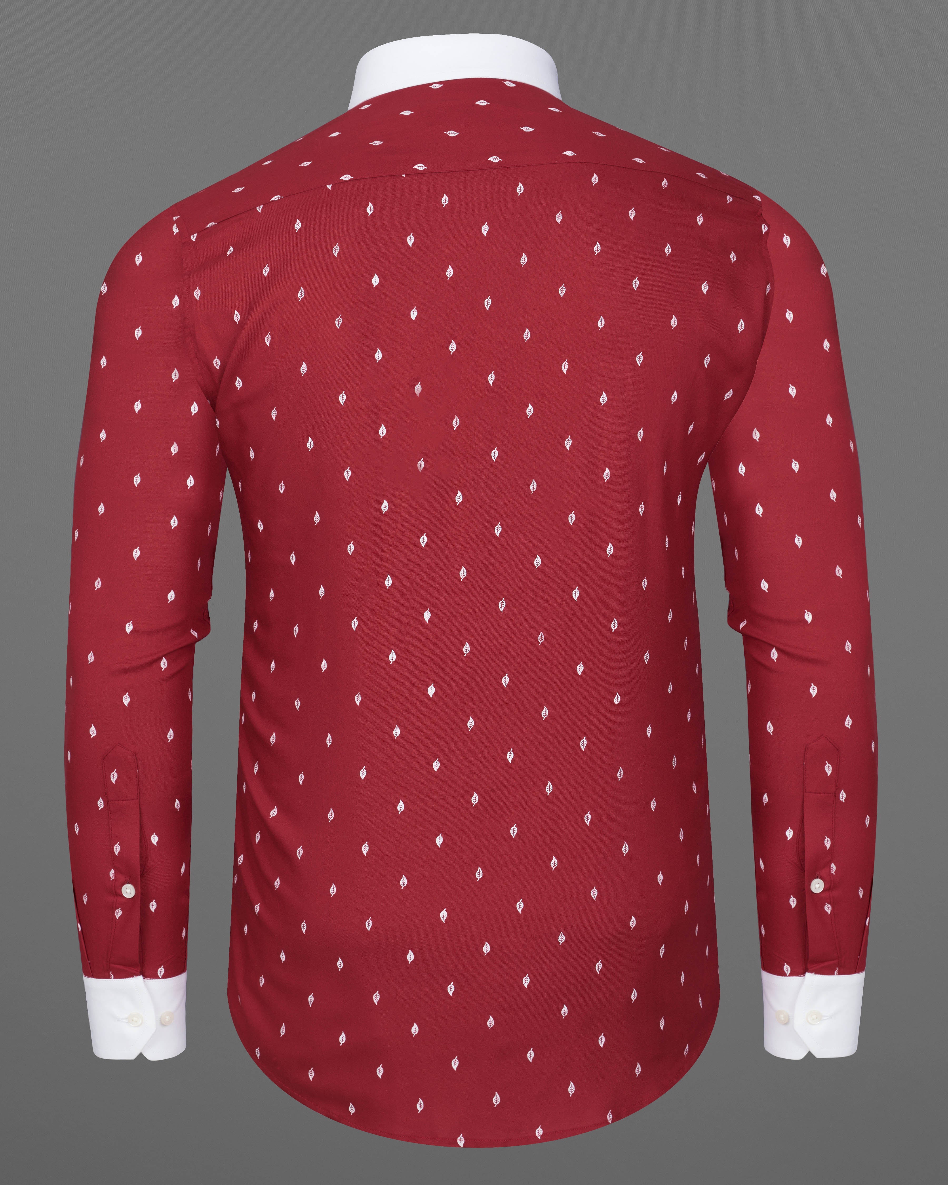 Merlot Red and White Leaves Textured Tencel Shirt 9307-WCC-38,9307-WCC-H-38,9307-WCC-39,9307-WCC-H-39,9307-WCC-40,9307-WCC-H-40,9307-WCC-42,9307-WCC-H-42,9307-WCC-44,9307-WCC-H-44,9307-WCC-46,9307-WCC-H-46,9307-WCC-48,9307-WCC-H-48,9307-WCC-50,9307-WCC-H-50,9307-WCC-52,9307-WCC-H-52