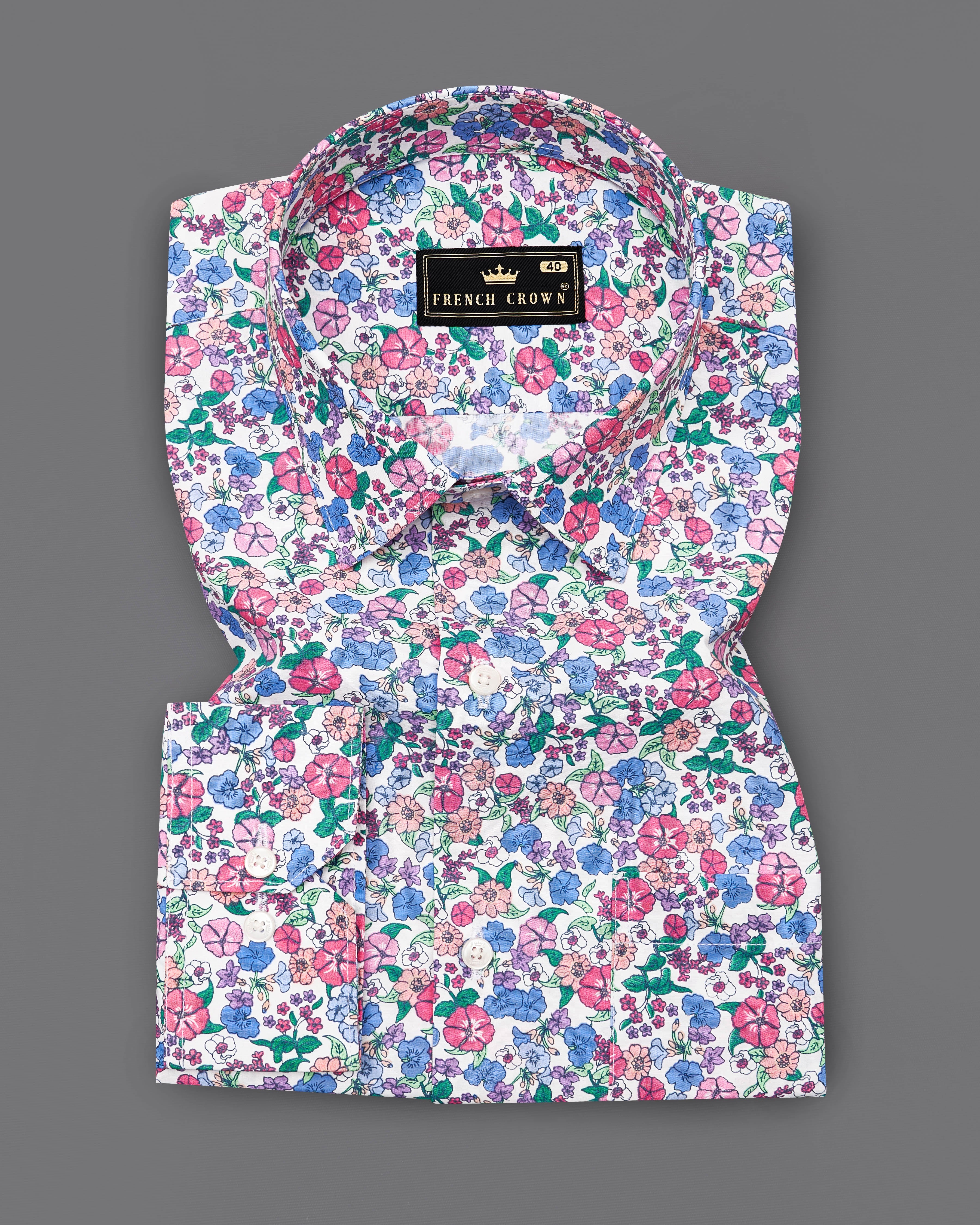 Glaucous Blue and White Multicolour Ditsy Printed Premium Cotton Shirt 9322-38, 9322-H-38, 9322-39, 9322-H-39, 9322-40, 9322-H-40, 9322-42, 9322-H-42, 9322-44, 9322-H-44, 9322-46, 9322-H-46, 9322-48, 9322-H-48, 9322-50, 9322-H-50, 9322-52, 9322-H-52