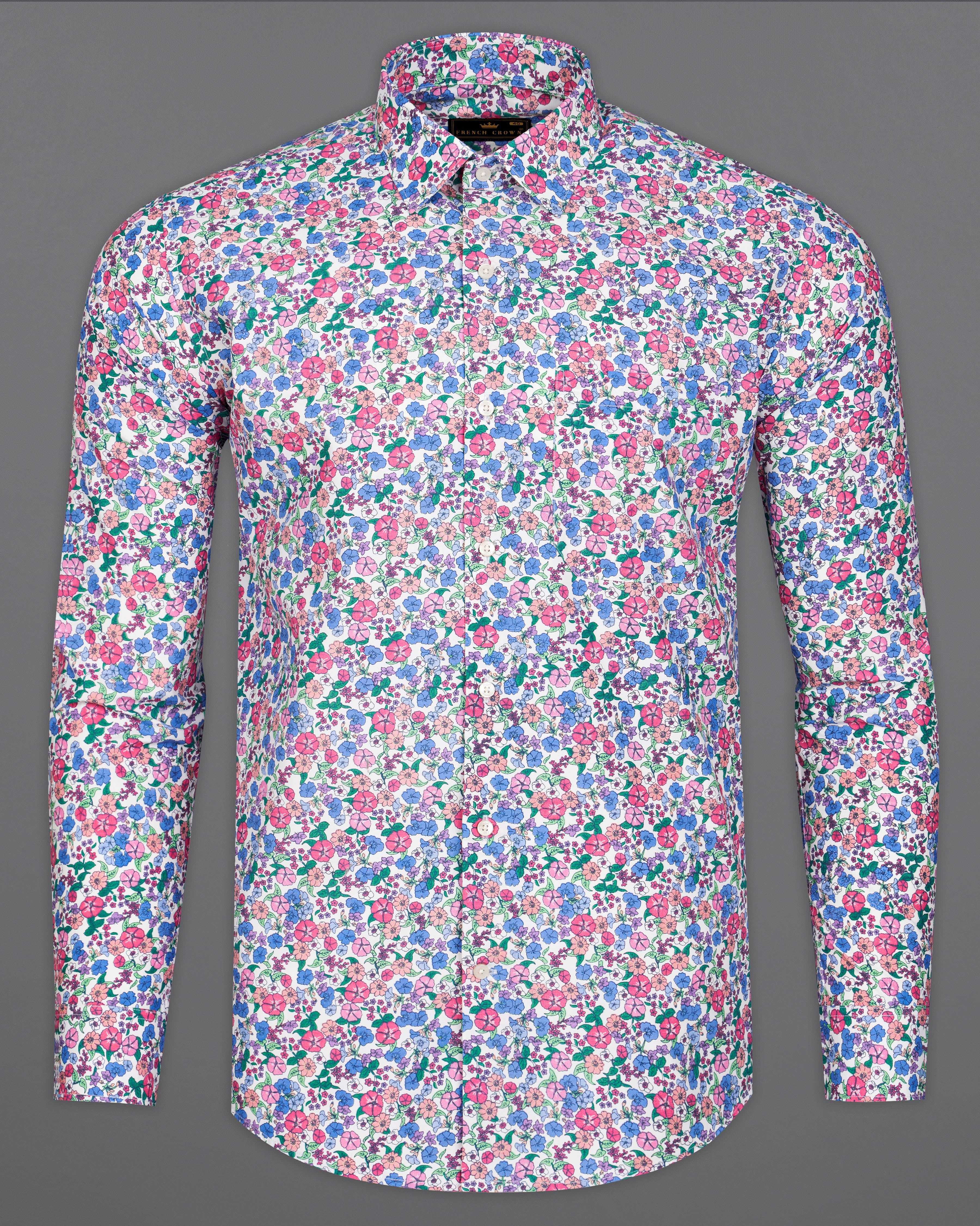 Glaucous Blue and White Multicolour Ditsy Printed Premium Cotton Shirt 9322-38, 9322-H-38, 9322-39, 9322-H-39, 9322-40, 9322-H-40, 9322-42, 9322-H-42, 9322-44, 9322-H-44, 9322-46, 9322-H-46, 9322-48, 9322-H-48, 9322-50, 9322-H-50, 9322-52, 9322-H-52