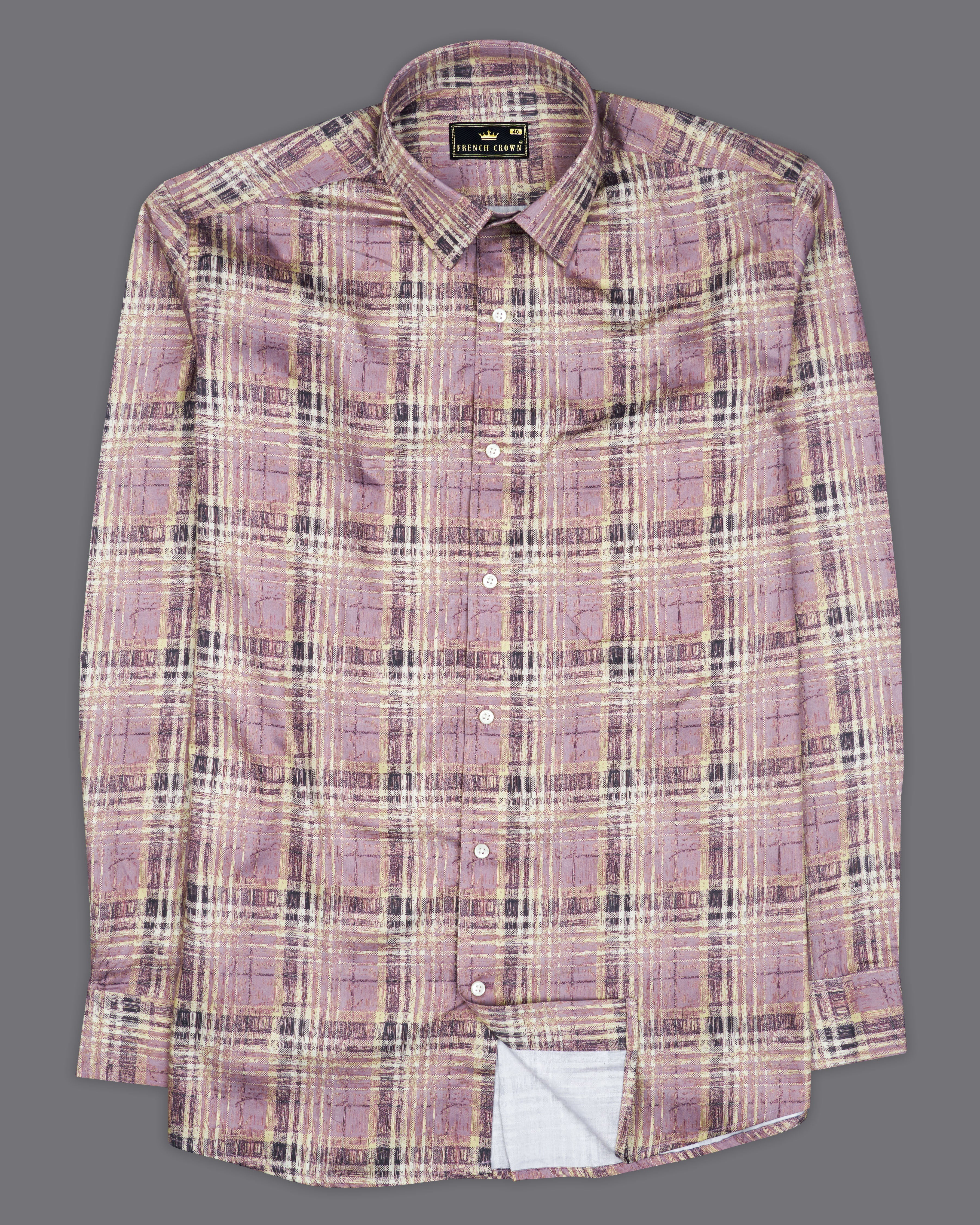 Spun Pearl Pink with Amber Brown Plaid Super Soft Premium Cotton Shirt 9344-38, 9344-H-38, 9344-39, 9344-H-39, 9344-40, 9344-H-40, 9344-42, 9344-H-42, 9344-44, 9344-H-44, 9344-46, 9344-H-46, 9344-48, 9344-H-48, 9344-50, 9344-H-50, 9344-52, 9344-H-52