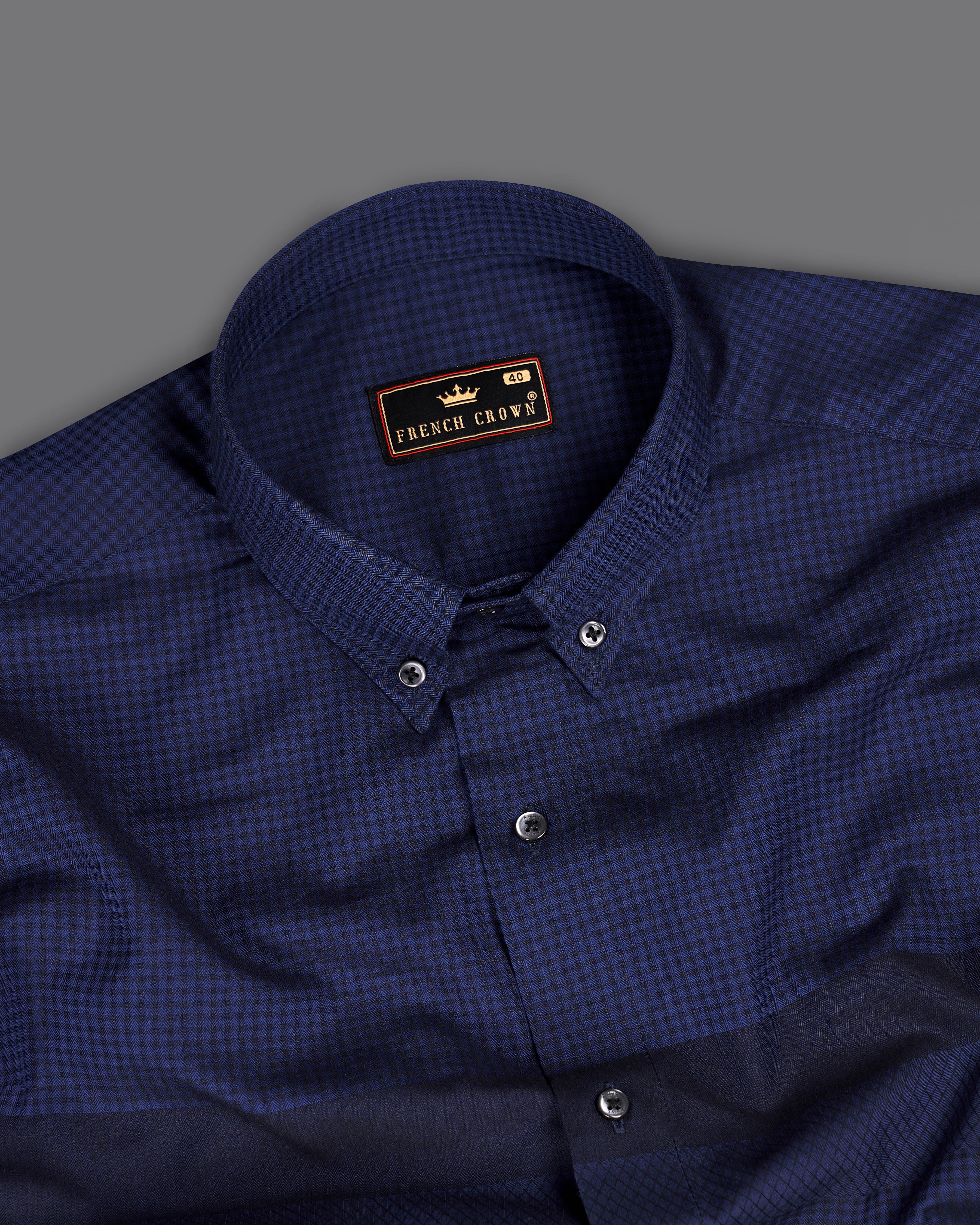 Zodiac Blue and Black Checkered Herringbone Shirt 9345-BD-BLK-38, 9345-BD-BLK-H-38, 9345-BD-BLK-39, 9345-BD-BLK-H-39, 9345-BD-BLK-40, 9345-BD-BLK-H-40, 9345-BD-BLK-42, 9345-BD-BLK-H-42, 9345-BD-BLK-44, 9345-BD-BLK-H-44, 9345-BD-BLK-46, 9345-BD-BLK-H-46, 9345-BD-BLK-48, 9345-BD-BLK-H-48, 9345-BD-BLK-50, 9345-BD-BLK-H-50, 9345-BD-BLK-52, 9345-BD-BLK-H-52