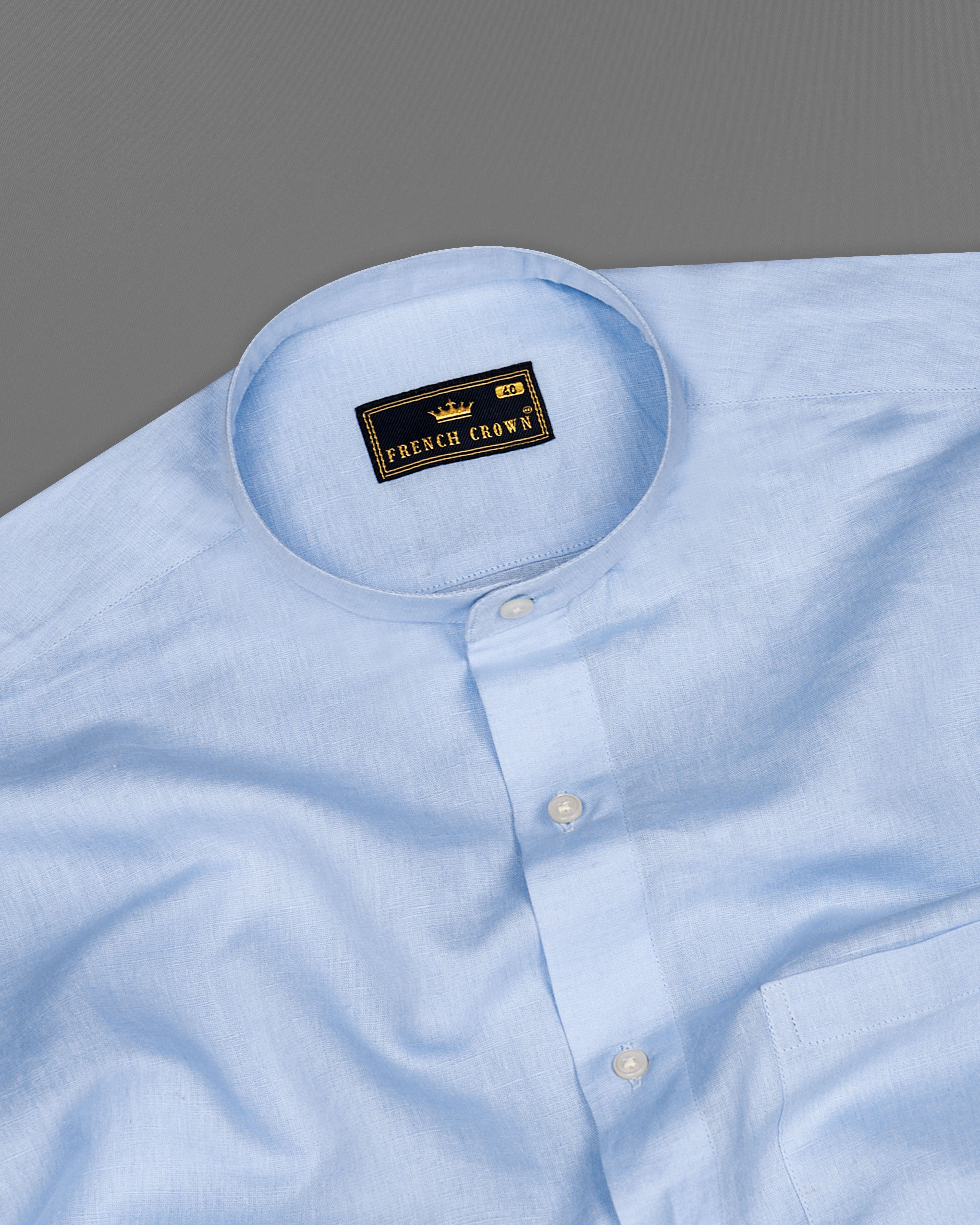 Pale Aqua Blue Luxurious Linen Shirt