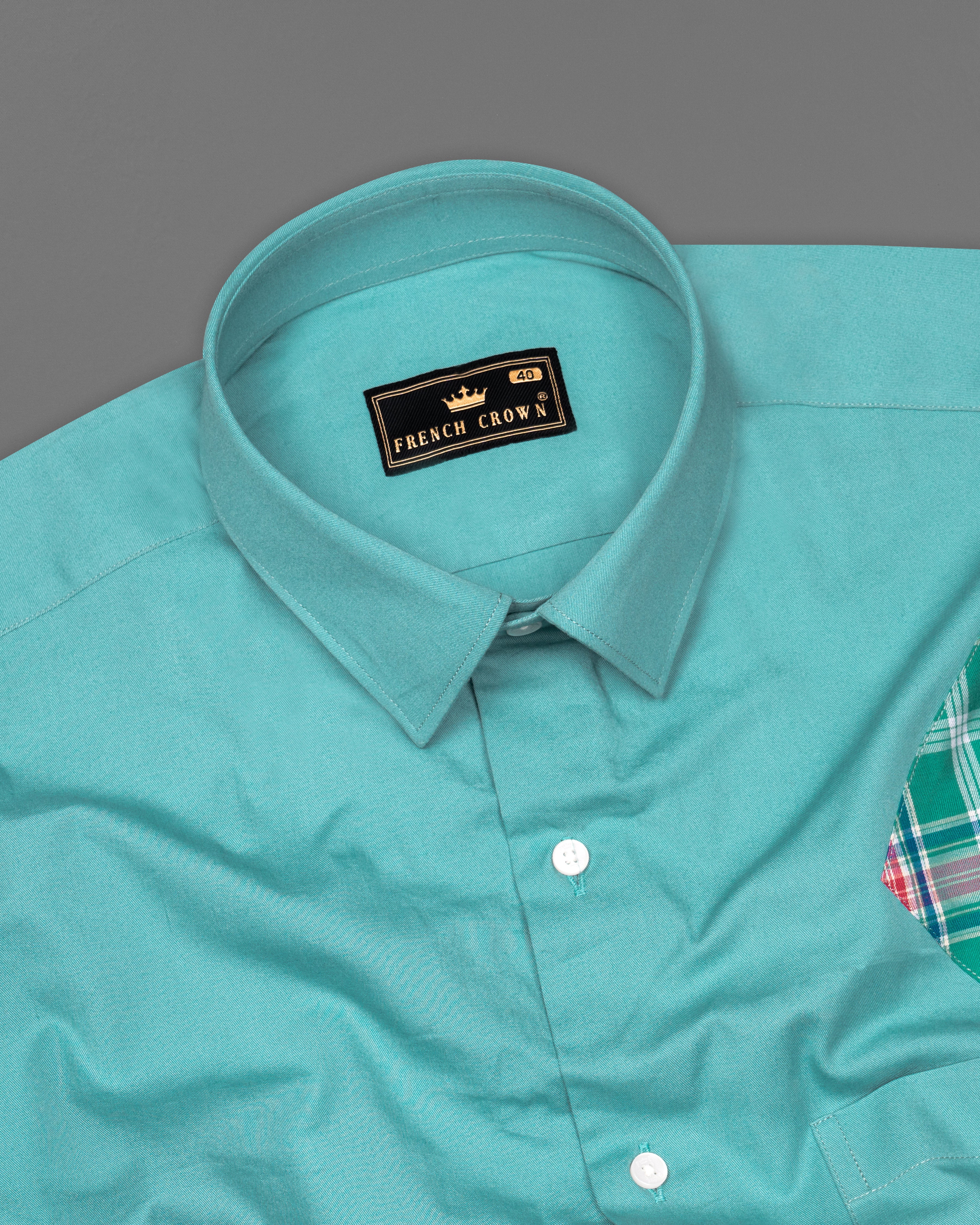 Oxley Green with Multicolour Checkered Royal Oxford Designer Shirt