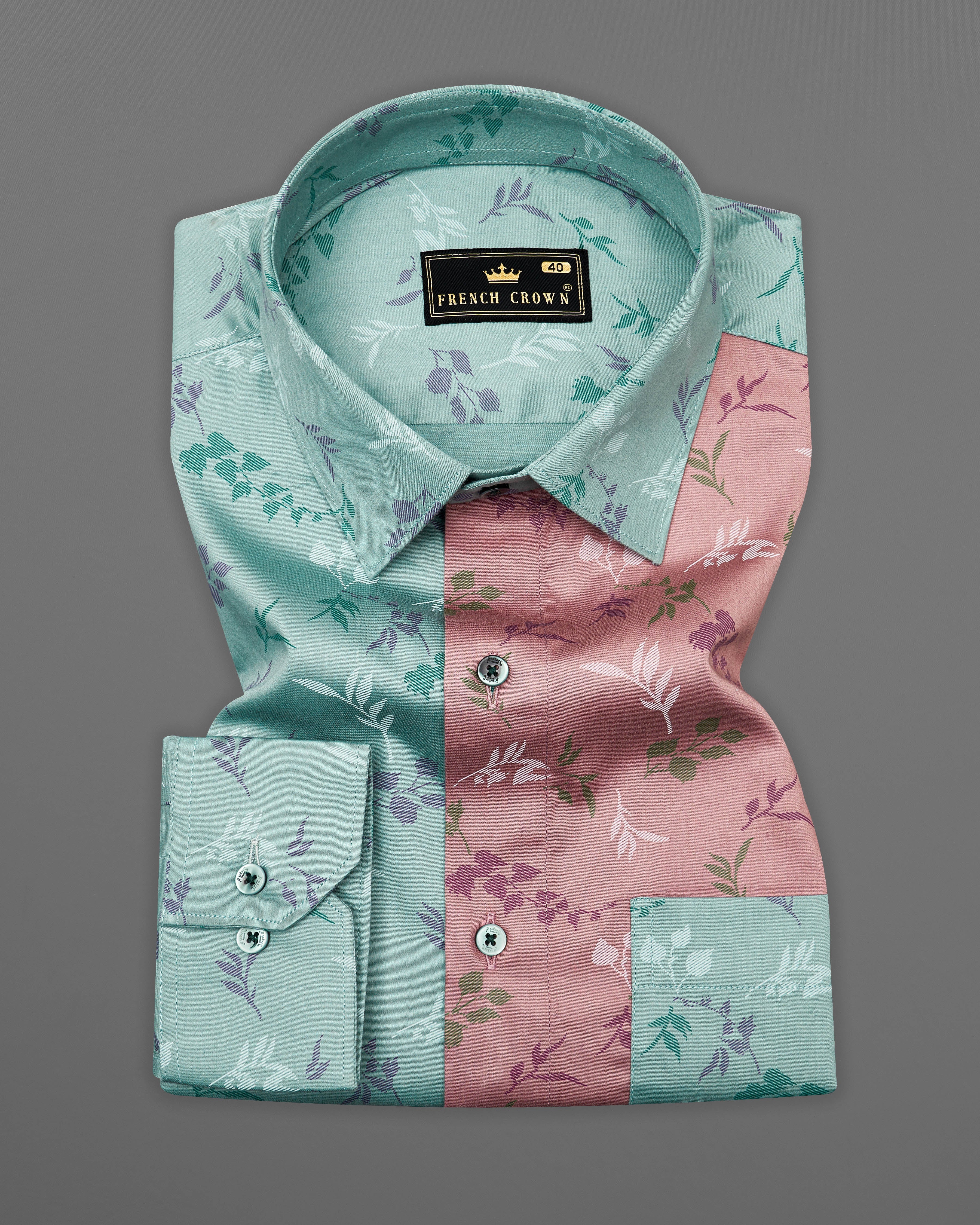 Half Opaque Green with Half Dirty Pink Ditsy Printed Super Soft Premium Cotton Designer Shirt 9373-GR-P88-38, 9373-GR-P88-H-38, 9373-GR-P88-39, 9373-GR-P88-H-39, 9373-GR-P88-40, 9373-GR-P88-H-40, 9373-GR-P88-42, 9373-GR-P88-H-42, 9373-GR-P88-44, 9373-GR-P88-H-44, 9373-GR-P88-46, 9373-GR-P88-H-46, 9373-GR-P88-48, 9373-GR-P88-H-48, 9373-GR-P88-50, 9373-GR-P88-H-50, 9373-GR-P88-52, 9373-GR-P88-H-52