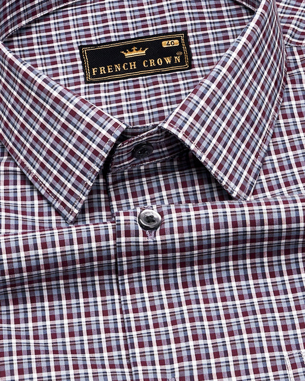 Castro Maroon with Thunder Blue and White Checkered Premium Cotton Shirt 9379-BLK-38, 9379-BLK-H-38, 9379-BLK-39, 9379-BLK-H-39, 9379-BLK-40, 9379-BLK-H-40, 9379-BLK-42, 9379-BLK-H-42, 9379-BLK-44, 9379-BLK-H-44, 9379-BLK-46, 9379-BLK-H-46, 9379-BLK-48, 9379-BLK-H-48, 9379-BLK-50, 9379-BLK-H-50, 9379-BLK-52, 9379-BLK-H-52