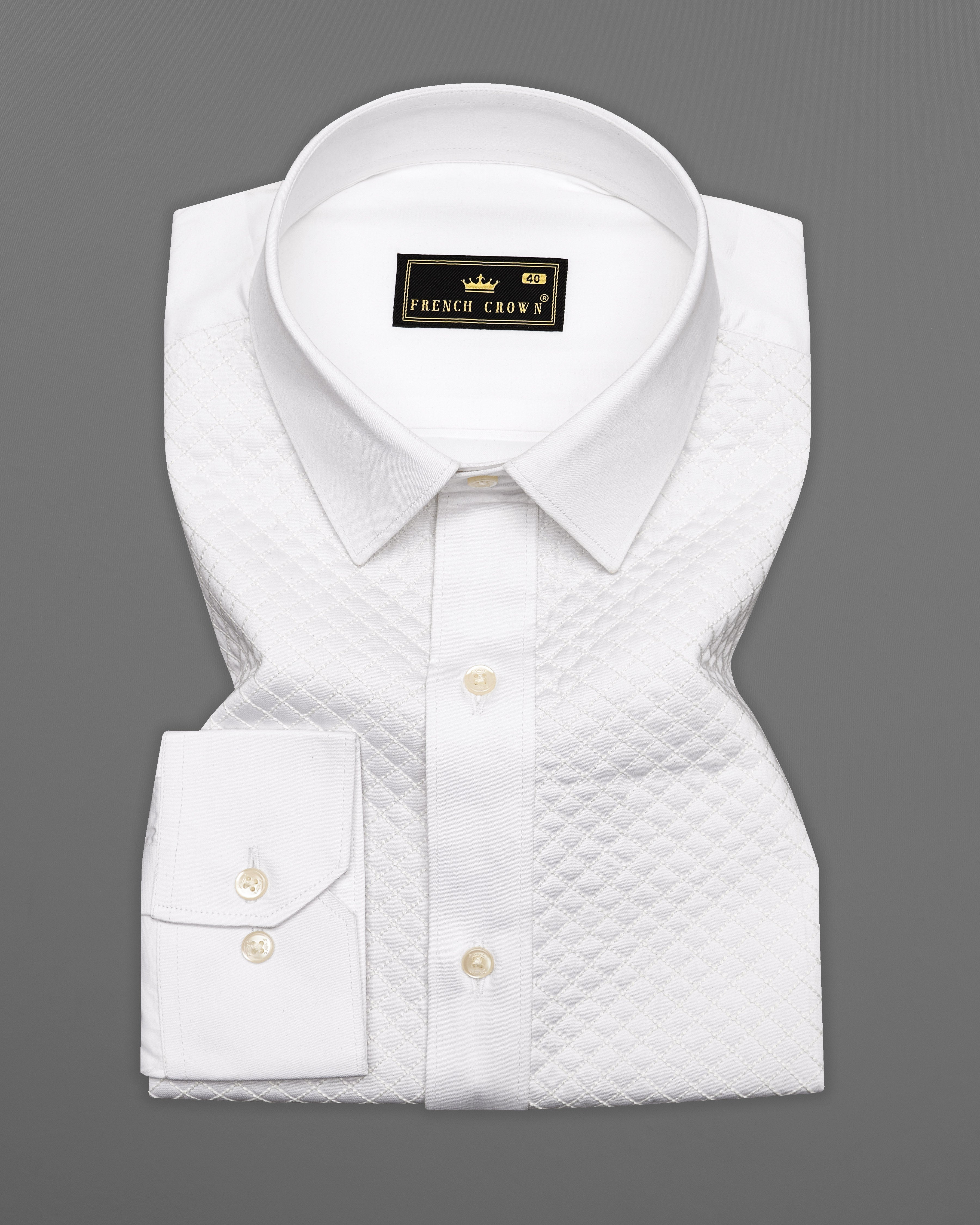 Bright White Subtle Sheen Quilt Textured Super Soft Premium Cotton Designer Shirt 9415-P580-38, 9415-P580-H-38, 9415-P580-39, 9415-P580-H-39, 9415-P580-40, 9415-P580-H-40, 9415-P580-42, 9415-P580-H-42, 9415-P580-44, 9415-P580-H-44, 9415-P580-46, 9415-P580-H-46, 9415-P580-48, 9415-P580-H-48, 9415-P580-50, 9415-P580-H-50, 9415-P580-52, 9415-P580-H-52