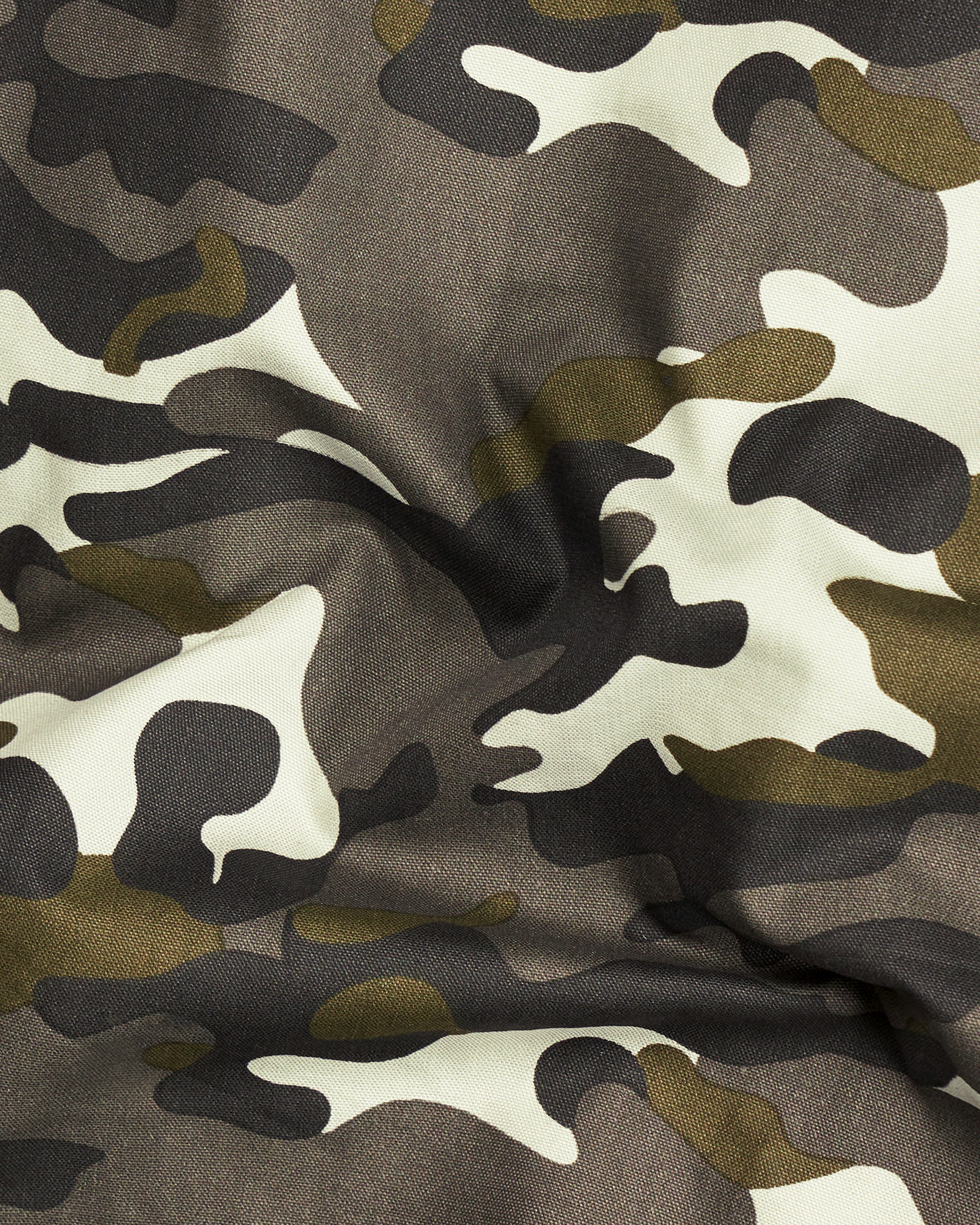 Jade Black with Birch Brown and Eggshell Cream Camouflage Royal Oxford Half Sleeves Designer Shirt