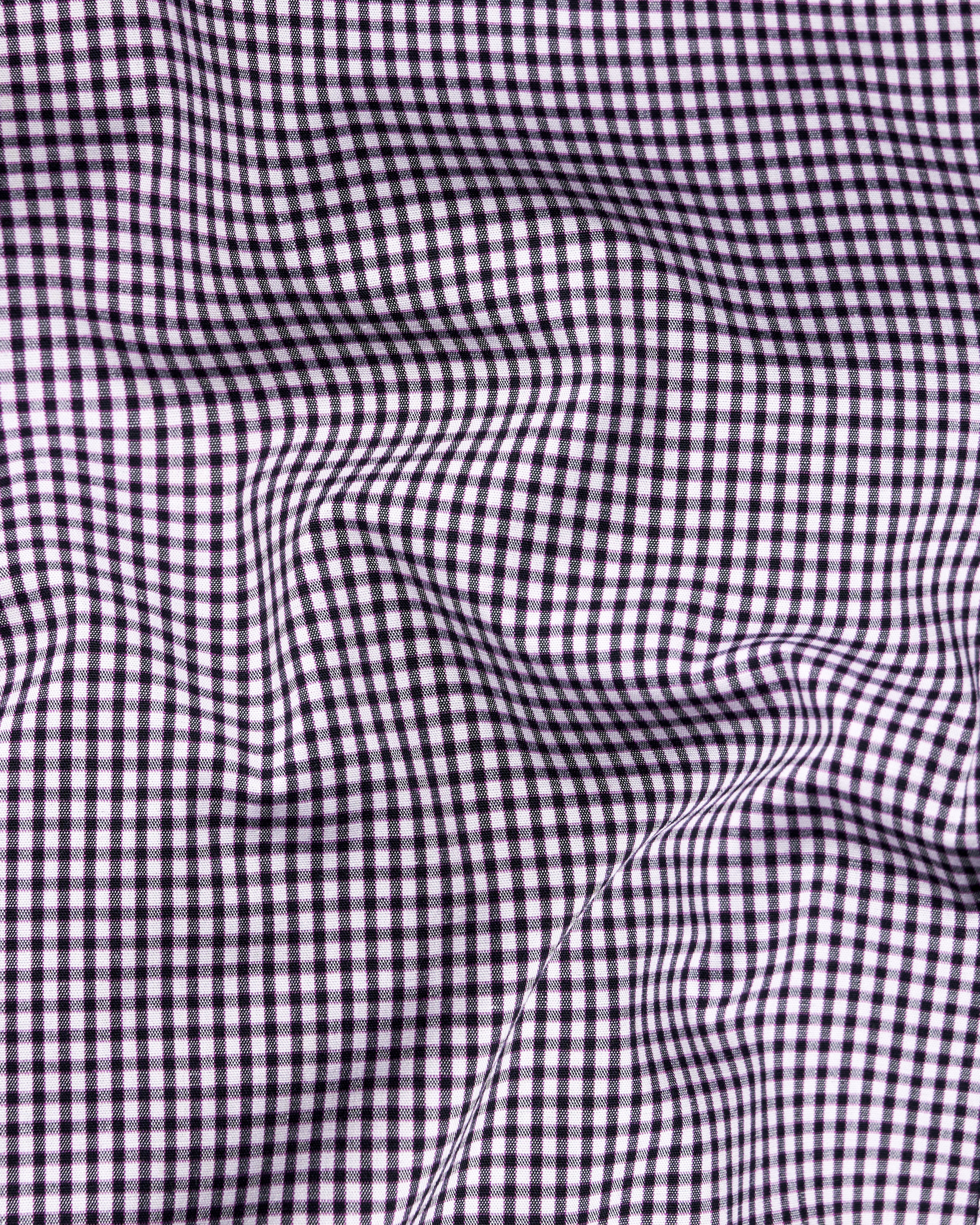 Off White with purple and Jade Black Checkered Premium Cotton Shirt