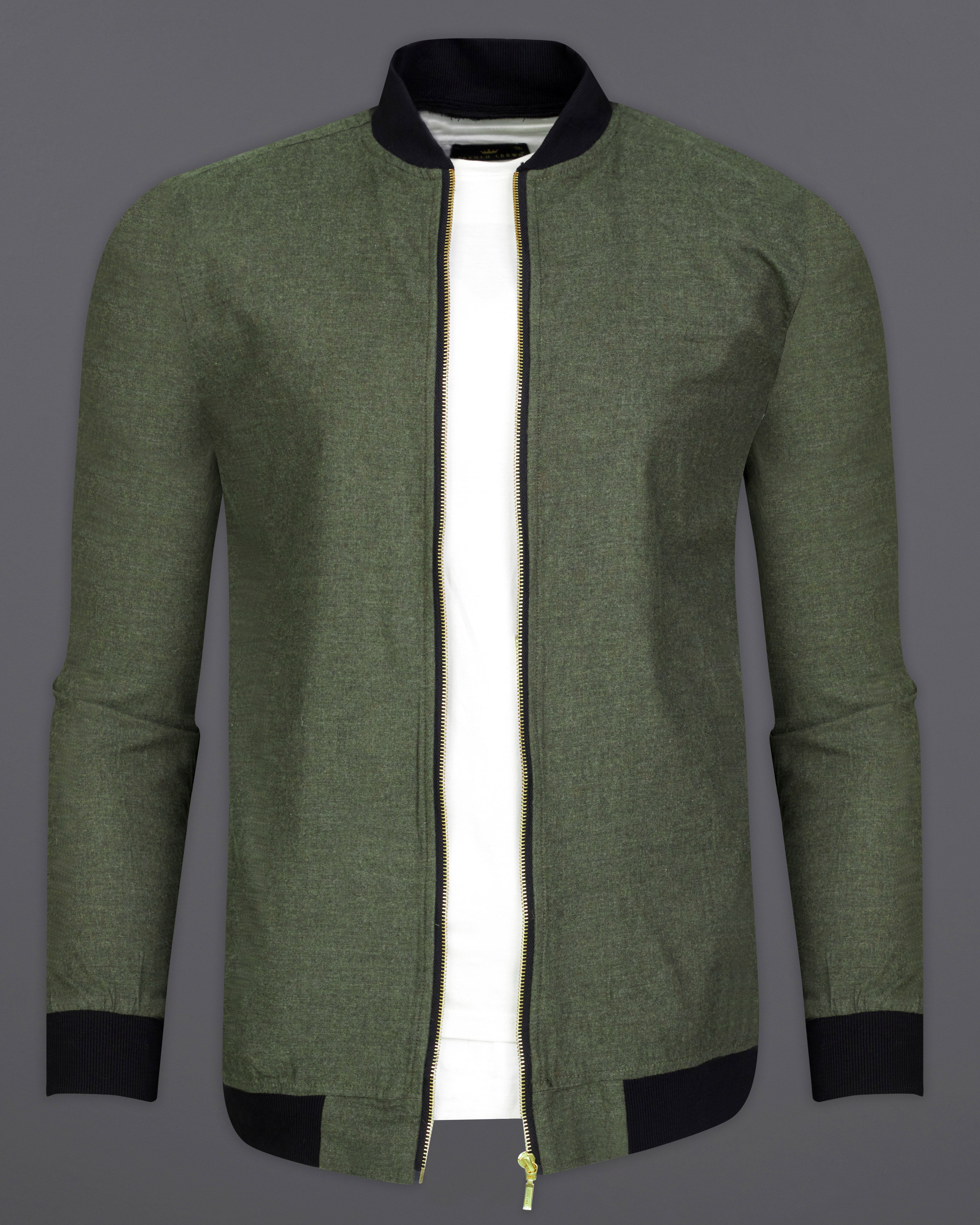 Vampire Green Flannel Bomber Jacket