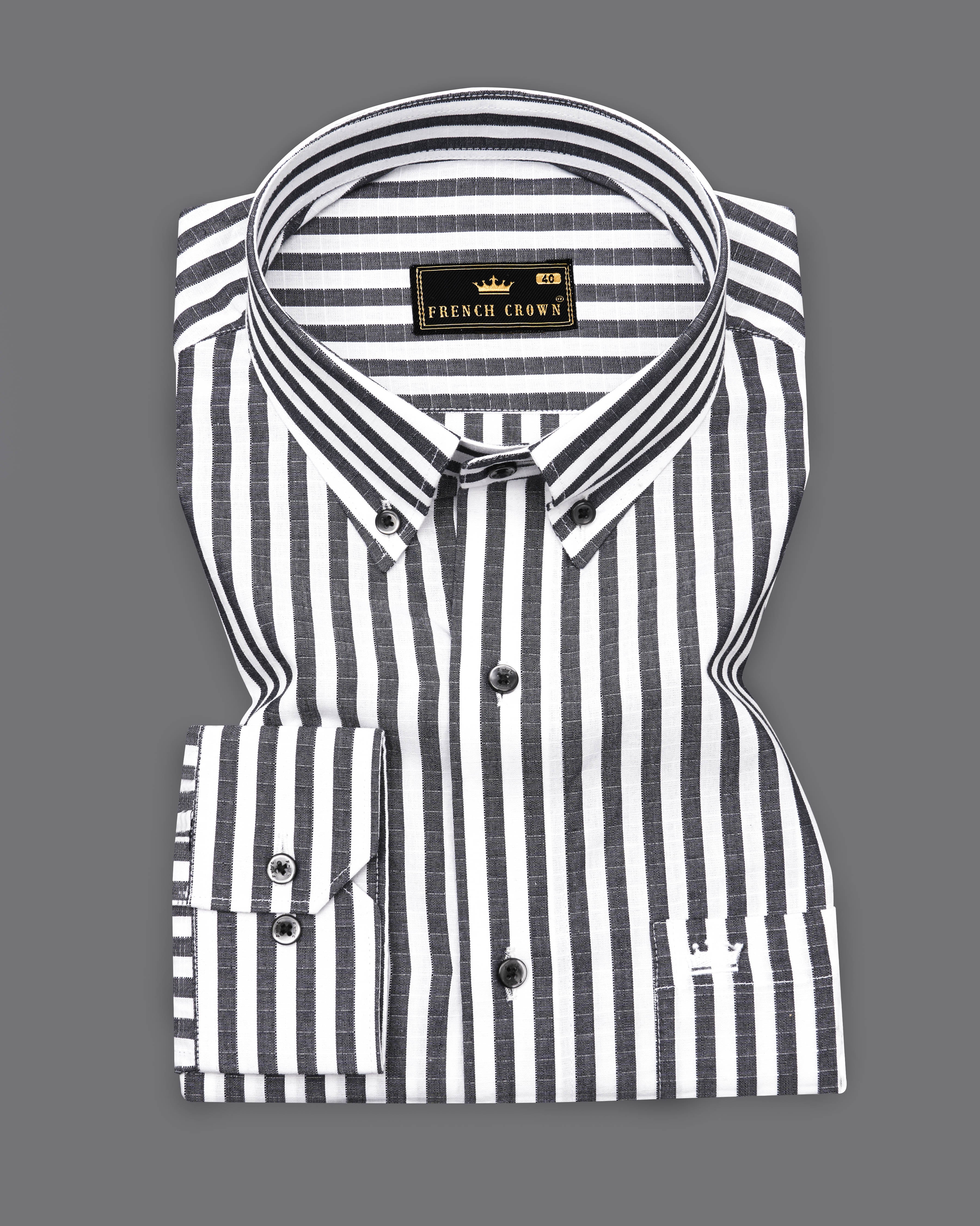 Charcoal Gray and White Striped Dobby Textured Premium Giza Cotton Shirt 9427-BD-BLK-38, 9427-BD-BLK-H-38, 9427-BD-BLK-39, 9427-BD-BLK-H-39, 9427-BD-BLK-40, 9427-BD-BLK-H-40, 9427-BD-BLK-42, 9427-BD-BLK-H-42, 9427-BD-BLK-44, 9427-BD-BLK-H-44, 9427-BD-BLK-46, 9427-BD-BLK-H-46, 9427-BD-BLK-48, 9427-BD-BLK-H-48, 9427-BD-BLK-50, 9427-BD-BLK-H-50, 9427-BD-BLK-52, 9427-BD-BLK-H-52