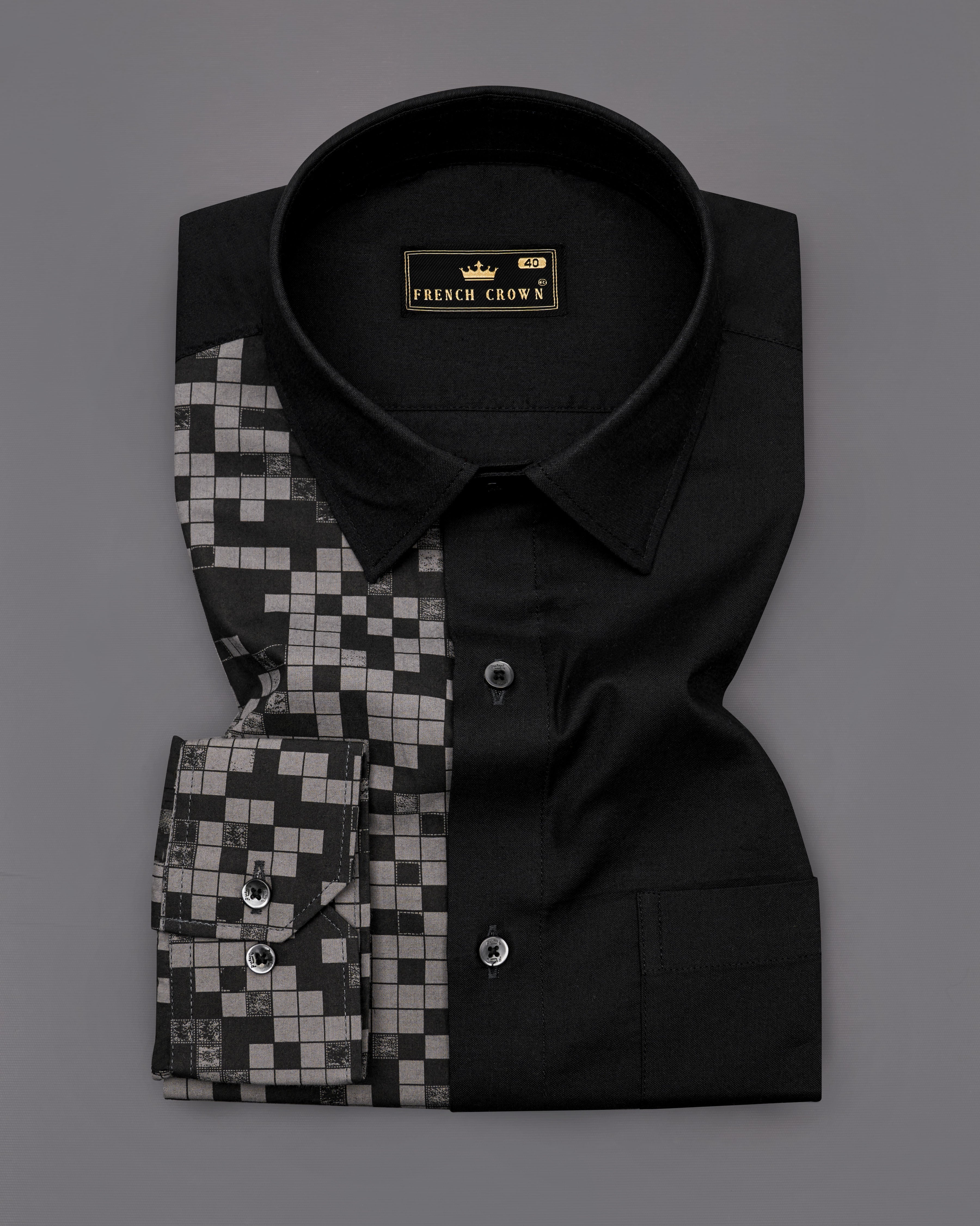 Jade Black and Veus Gray Checked Royal Oxford Designer Shirt 9428-BLK-D5-38, 9428-BLK-D5-H-38, 9428-BLK-D5-39, 9428-BLK-D5-H-39, 9428-BLK-D5-40, 9428-BLK-D5-H-40, 9428-BLK-D5-42, 9428-BLK-D5-H-42, 9428-BLK-D5-44, 9428-BLK-D5-H-44, 9428-BLK-D5-46, 9428-BLK-D5-H-46, 9428-BLK-D5-48, 9428-BLK-D5-H-48, 9428-BLK-D5-50, 9428-BLK-D5-H-50, 9428-BLK-D5-52, 9428-BLK-D5-H-52