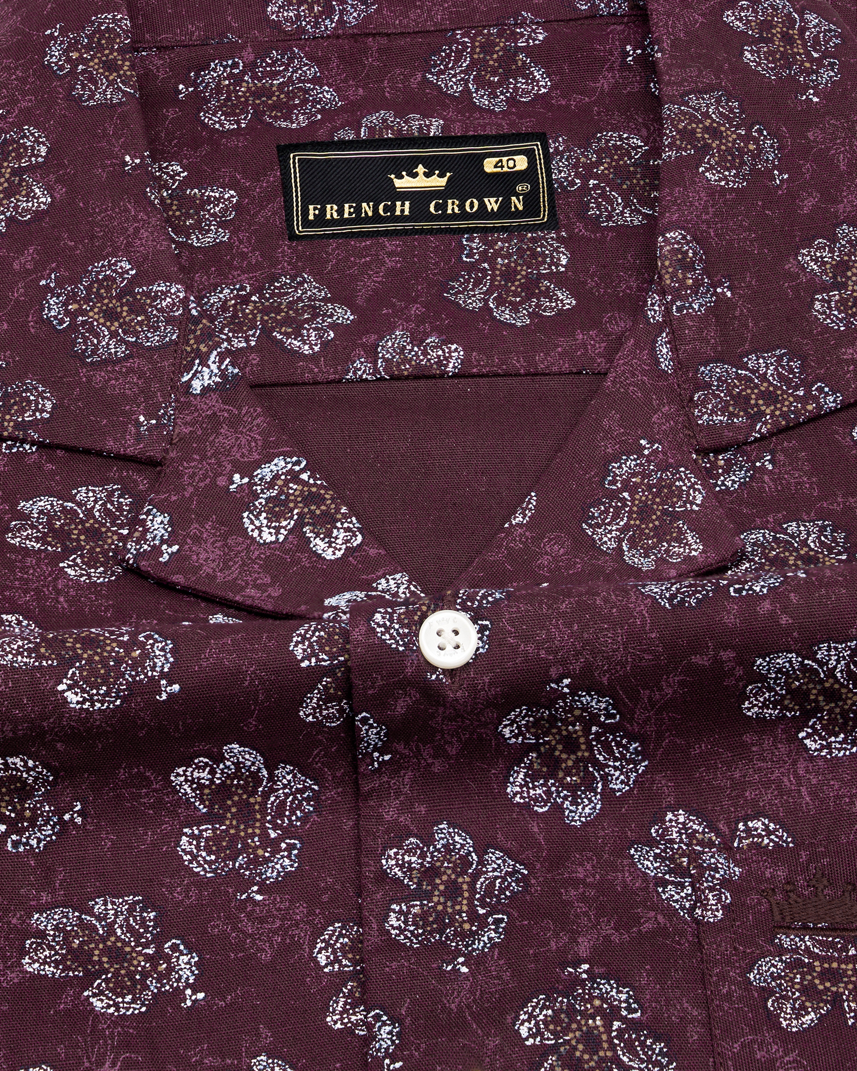 Barossa Maroon Floral Textured Luxurious Half Sleeves Linen Shirt         9437-CC-SS-H-38, 9437-CC-SS-H-39, 9437-CC-SS-H-40, 9437-CC-SS-H-42, 9437-CC-SS-H-44, 9437-CC-SS-H-46, 9437-CC-SS-H-48, 9437-CC-SS-H-50,  9437-CC-SS-H-52