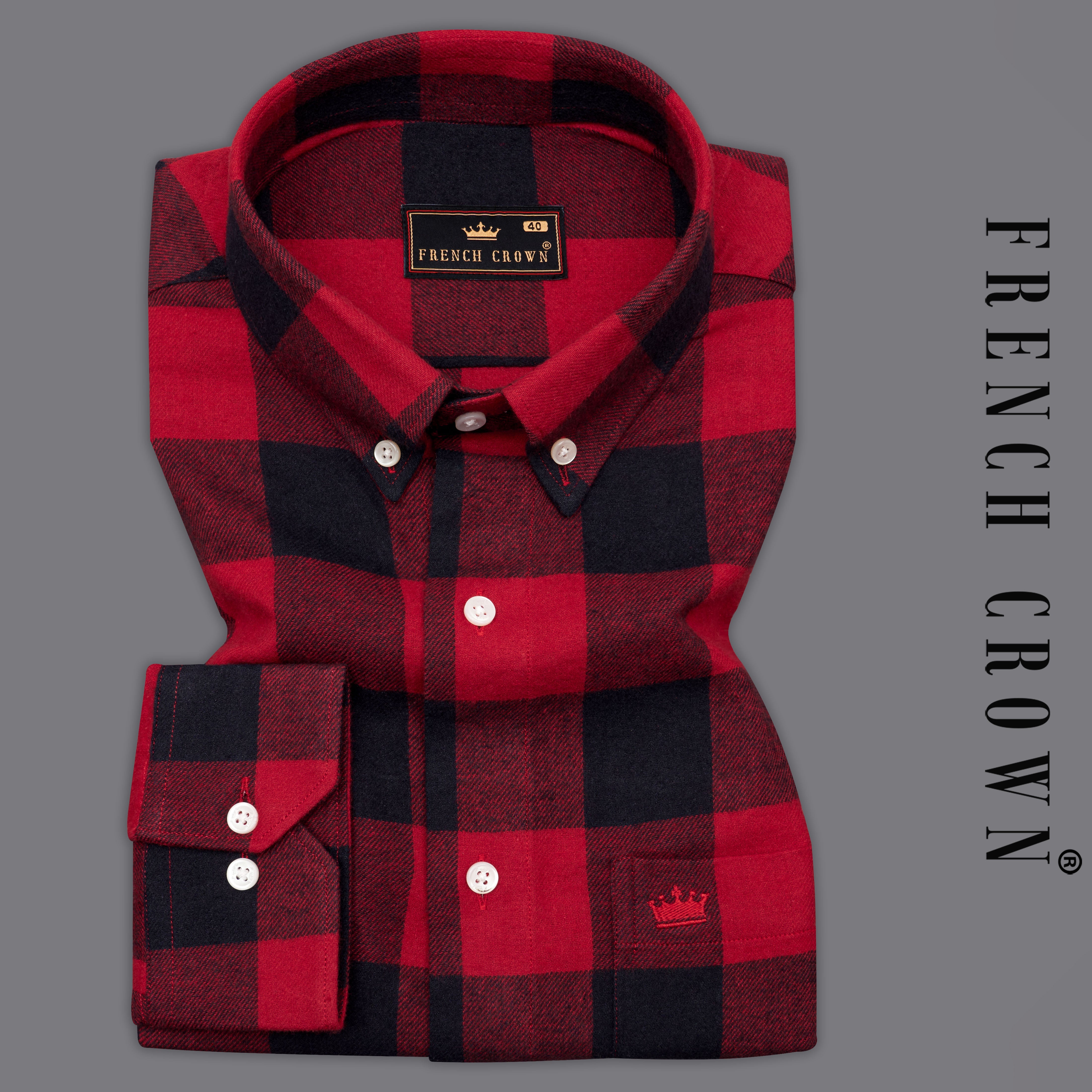 Carmine Red and Black Checked Flannel Overshirt/Shacket 9458-BD-OS-38, 9458-BD-OS-H-38, 9458-BD-OS-39, 9458-BD-OS-H-39, 9458-BD-OS-40, 9458-BD-OS-H-40, 9458-BD-OS-42, 9458-BD-OS-H-42, 9458-BD-OS-44, 9458-BD-OS-H-44, 9458-BD-OS-46, 9458-BD-OS-H-46, 9458-BD-OS-48, 9458-BD-OS-H-48, 9458-BD-OS-50, 9458-BD-OS-H-50, 9458-BD-OS-52, 9458-BD-OS-H-52