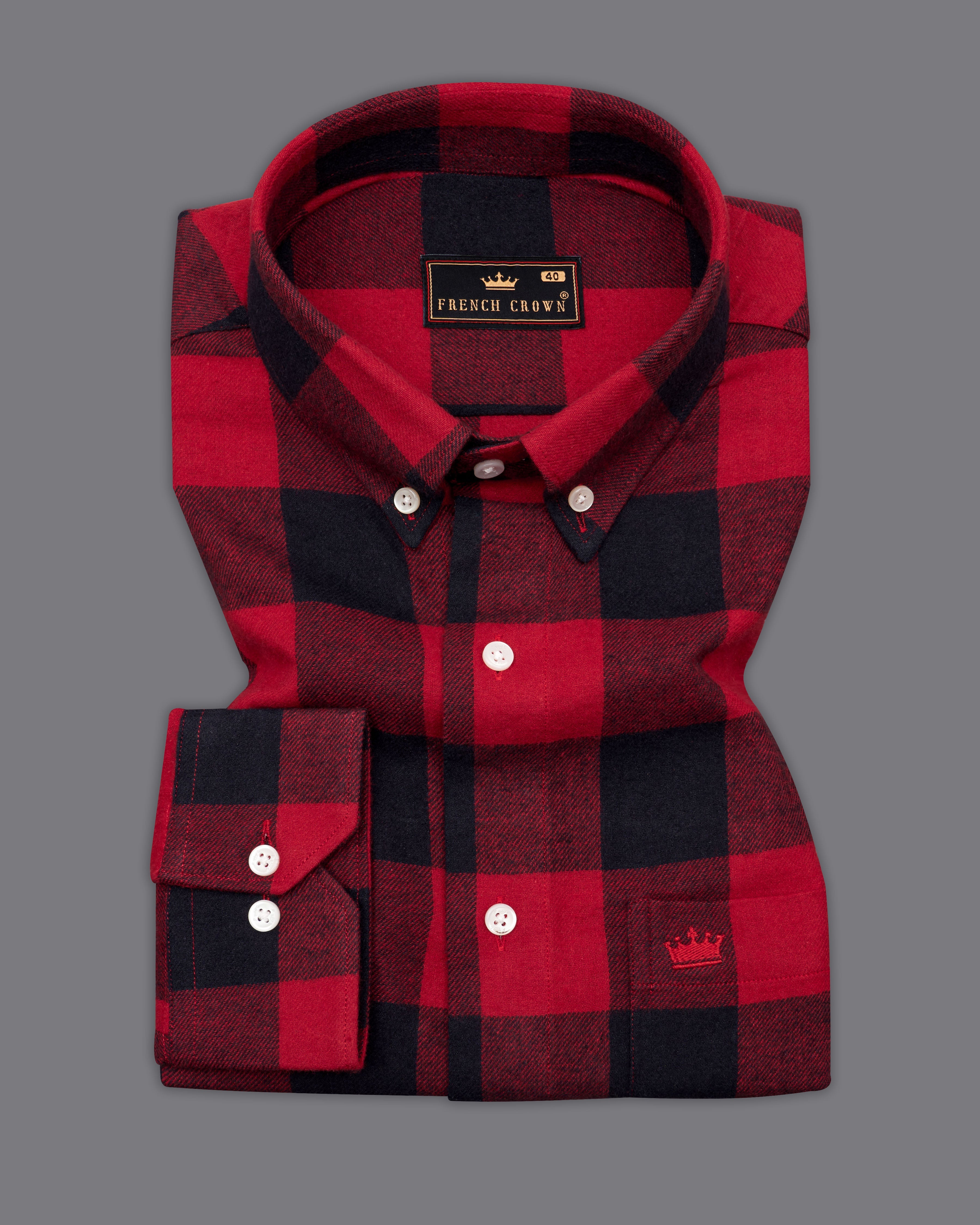 Carmine Red and Black Checked Flannel Overshirt/Shacket 9458-BD-OS-38, 9458-BD-OS-H-38, 9458-BD-OS-39, 9458-BD-OS-H-39, 9458-BD-OS-40, 9458-BD-OS-H-40, 9458-BD-OS-42, 9458-BD-OS-H-42, 9458-BD-OS-44, 9458-BD-OS-H-44, 9458-BD-OS-46, 9458-BD-OS-H-46, 9458-BD-OS-48, 9458-BD-OS-H-48, 9458-BD-OS-50, 9458-BD-OS-H-50, 9458-BD-OS-52, 9458-BD-OS-H-52