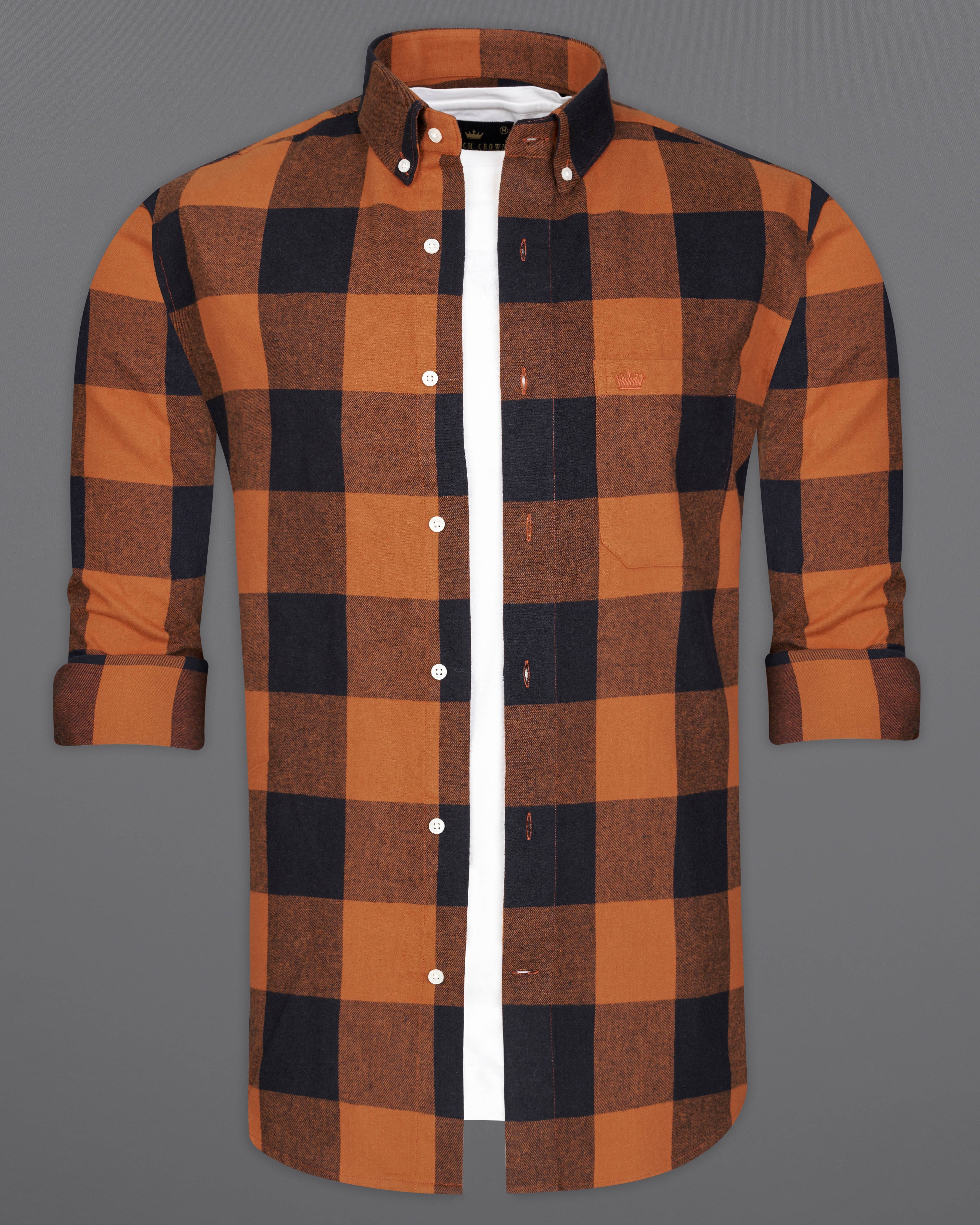 Sepia Orange and Black Checked Flannel Overshirt 9460-BD-OS-38, 9460-BD-OS-H-38, 9460-BD-OS-39, 9460-BD-OS-H-39, 9460-BD-OS-40, 9460-BD-OS-H-40, 9460-BD-OS-42, 9460-BD-OS-H-42, 9460-BD-OS-44, 9460-BD-OS-H-44, 9460-BD-OS-46, 9460-BD-OS-H-46, 9460-BD-OS-48, 9460-BD-OS-H-48, 9460-BD-OS-50, 9460-BD-OS-H-50, 9460-BD-OS-52, 9460-BD-OS-H-52