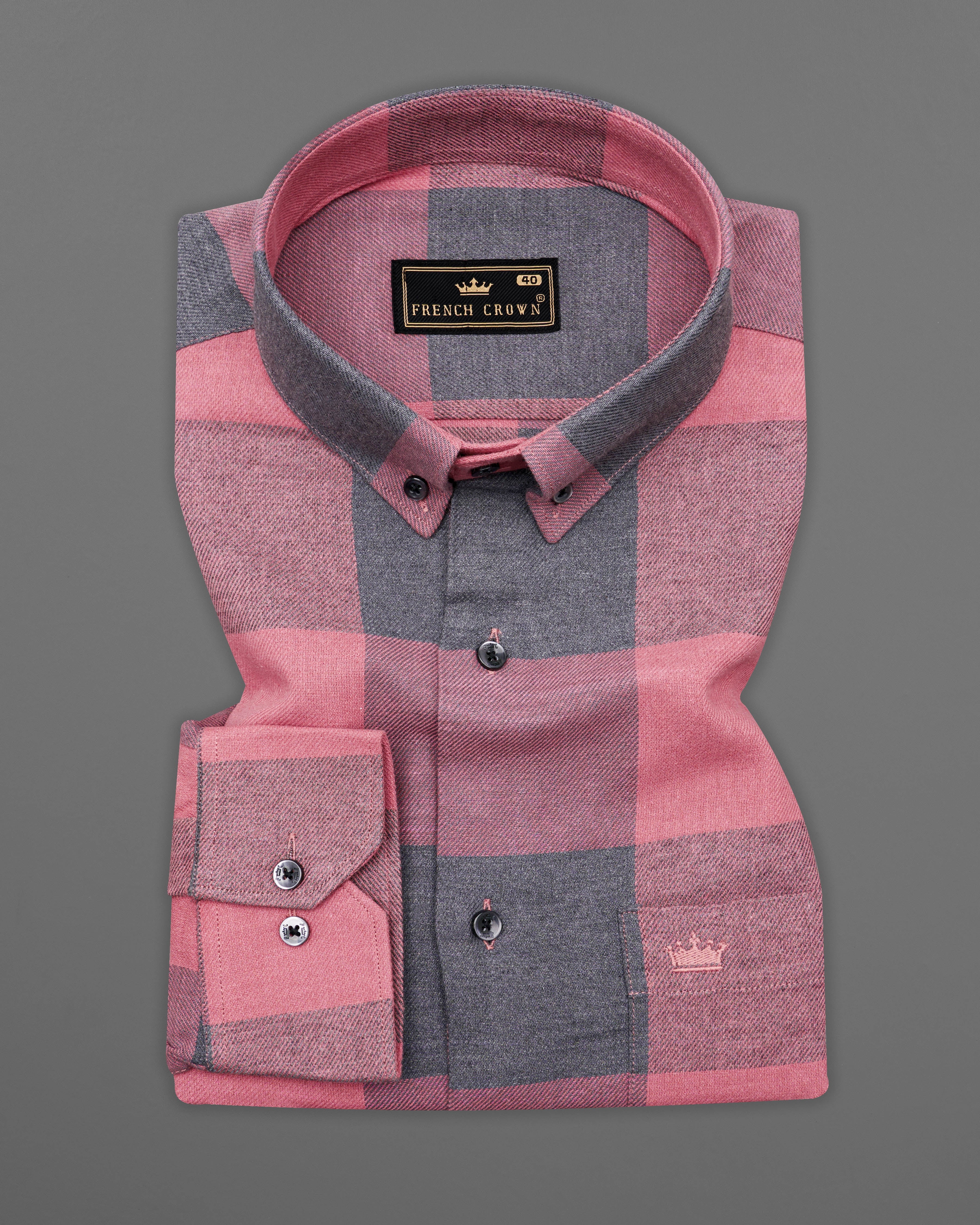 Turkish Pink with Gravel Gray Twill Checked Premium Cotton Overshirt 9463-BD-BLK-OS-38, 9463-BD-BLK-OS-H-38, 9463-BD-BLK-OS-39, 9463-BD-BLK-OS-H-39, 9463-BD-BLK-OS-40, 9463-BD-BLK-OS-H-40, 9463-BD-BLK-OS-42, 9463-BD-BLK-OS-H-42, 9463-BD-BLK-OS-44, 9463-BD-BLK-OS-H-44, 9463-BD-BLK-OS-46, 9463-BD-BLK-OS-H-46, 9463-BD-BLK-OS-48, 9463-BD-BLK-OS-H-48, 9463-BD-BLK-OS-50, 9463-BD-BLK-OS-H-50, 9463-BD-BLK-OS-52, 9463-BD-BLK-OS-H-52