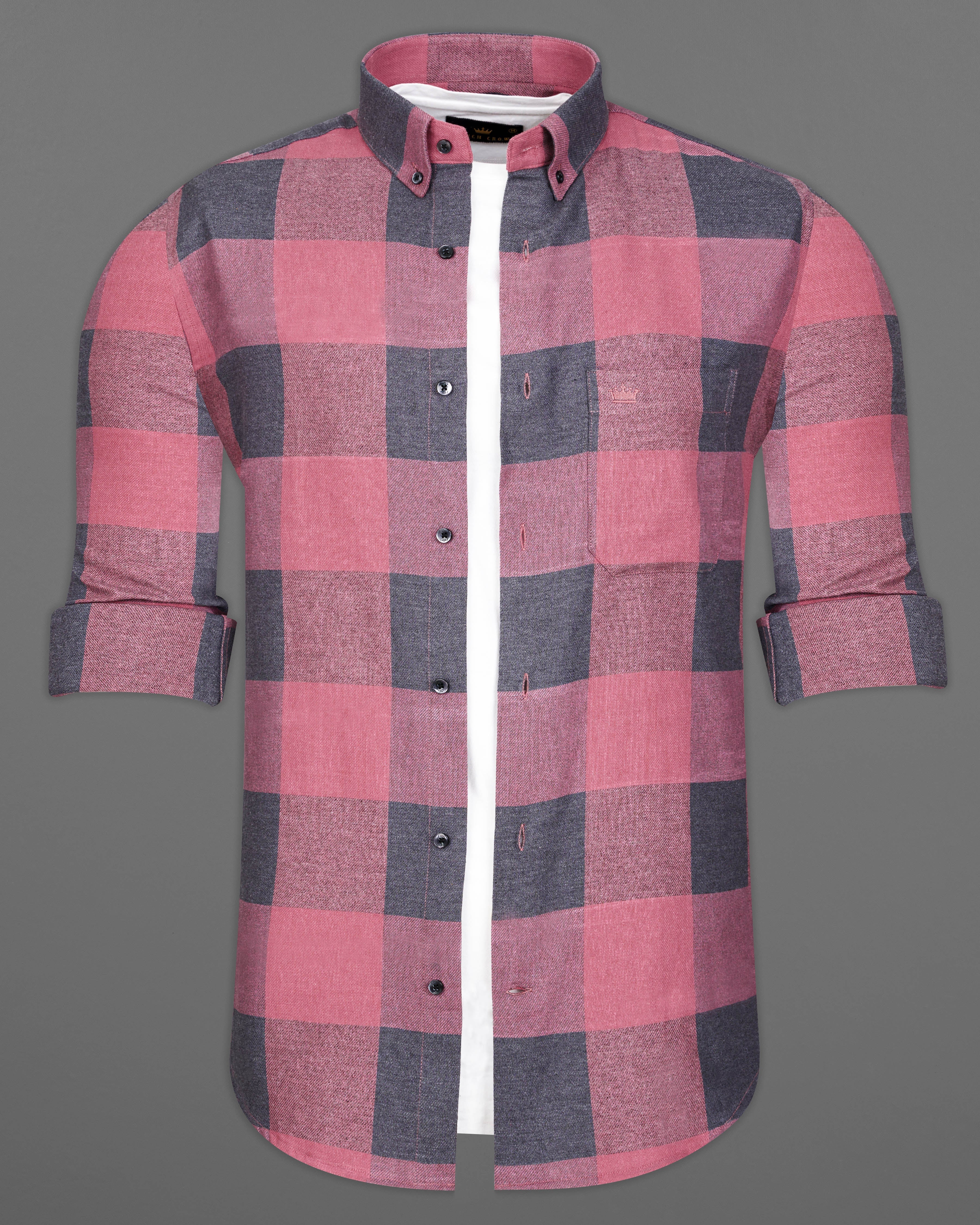 Turkish Pink with Gravel Gray Twill Checked Premium Cotton Overshirt 9463-BD-BLK-OS-38, 9463-BD-BLK-OS-H-38, 9463-BD-BLK-OS-39, 9463-BD-BLK-OS-H-39, 9463-BD-BLK-OS-40, 9463-BD-BLK-OS-H-40, 9463-BD-BLK-OS-42, 9463-BD-BLK-OS-H-42, 9463-BD-BLK-OS-44, 9463-BD-BLK-OS-H-44, 9463-BD-BLK-OS-46, 9463-BD-BLK-OS-H-46, 9463-BD-BLK-OS-48, 9463-BD-BLK-OS-H-48, 9463-BD-BLK-OS-50, 9463-BD-BLK-OS-H-50, 9463-BD-BLK-OS-52, 9463-BD-BLK-OS-H-52